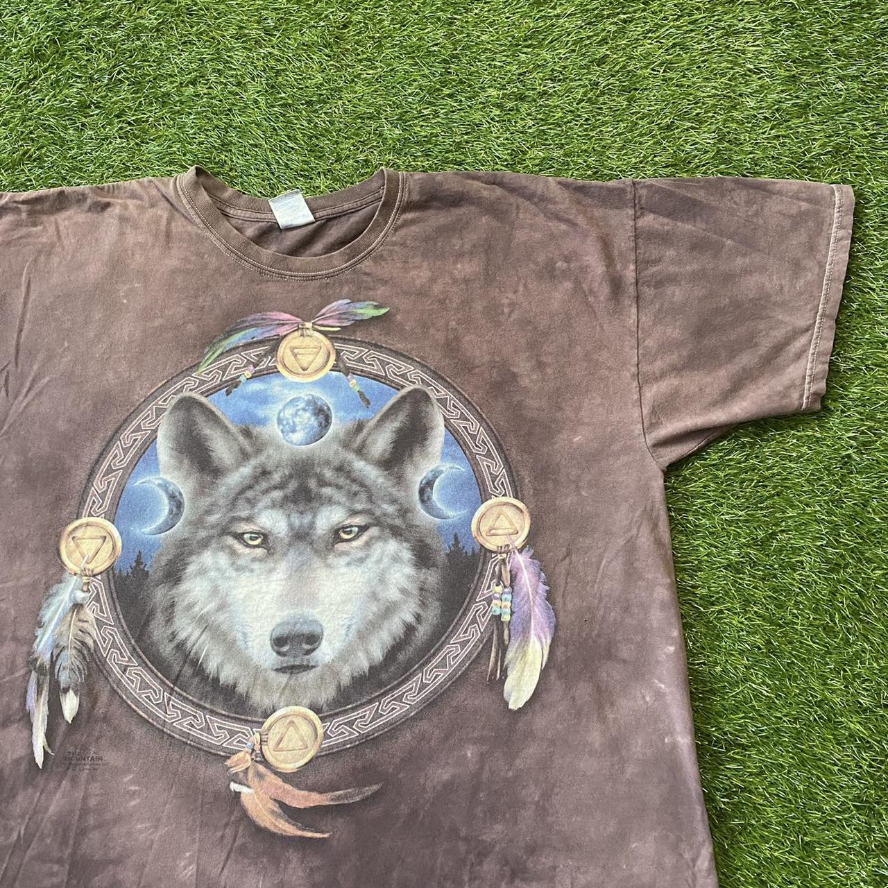 Native American Wolf Tie Dye Graphic Tee Shirt... - Depop
