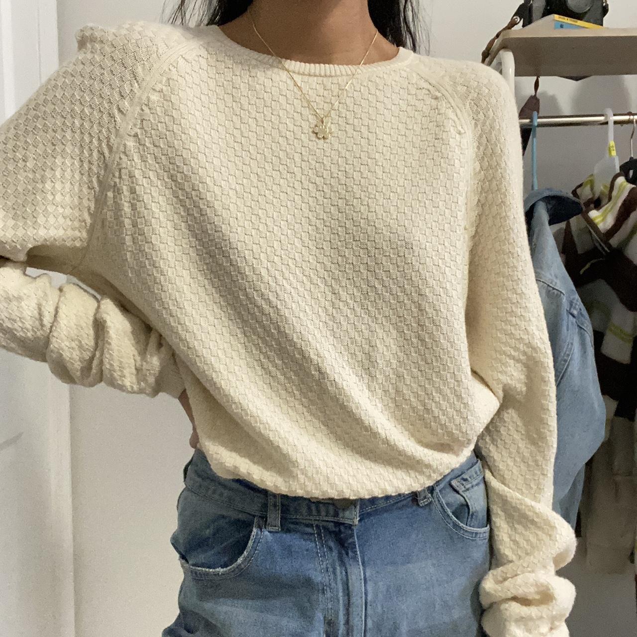 CREAM WAFFLE KNIT SWEATER This sweater goes with... - Depop