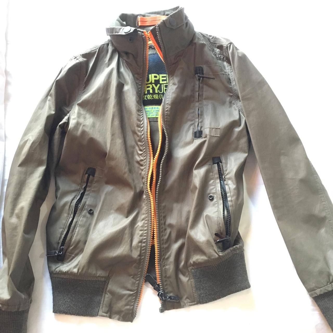 Superdry JPN Green jacket/coat Orange zips and... Depop