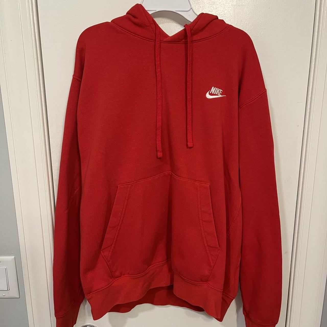 red nike cotton hoodie