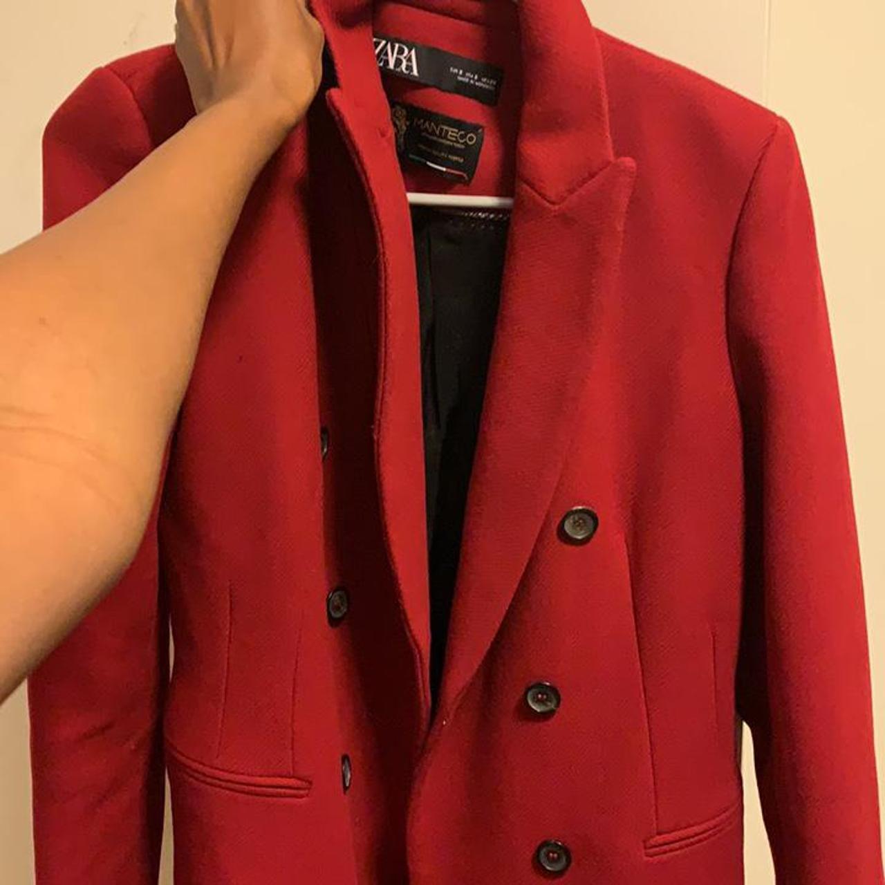 zara red coat womens