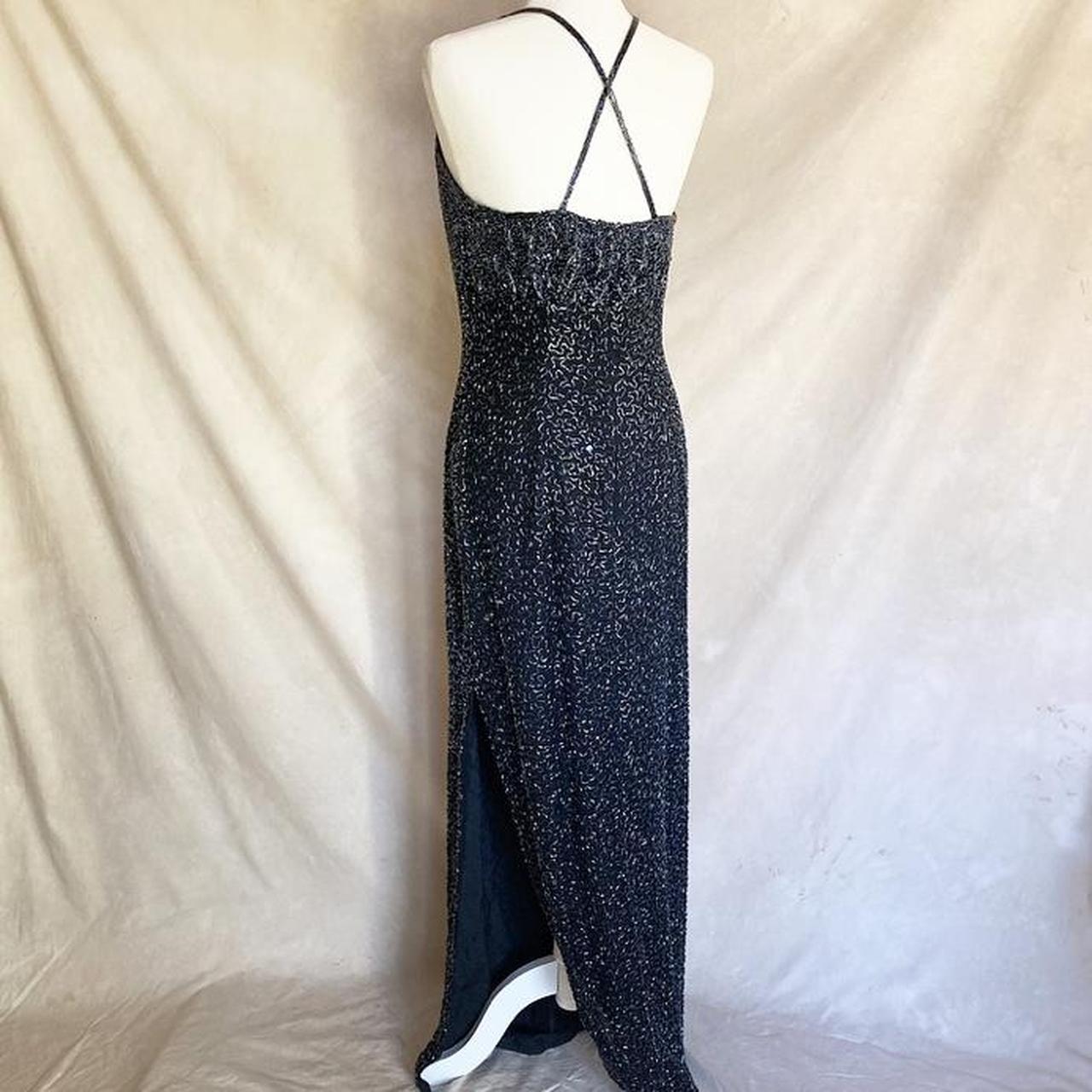 🌹 90s goth sparkle beaded silk prom dress 🌹... - Depop