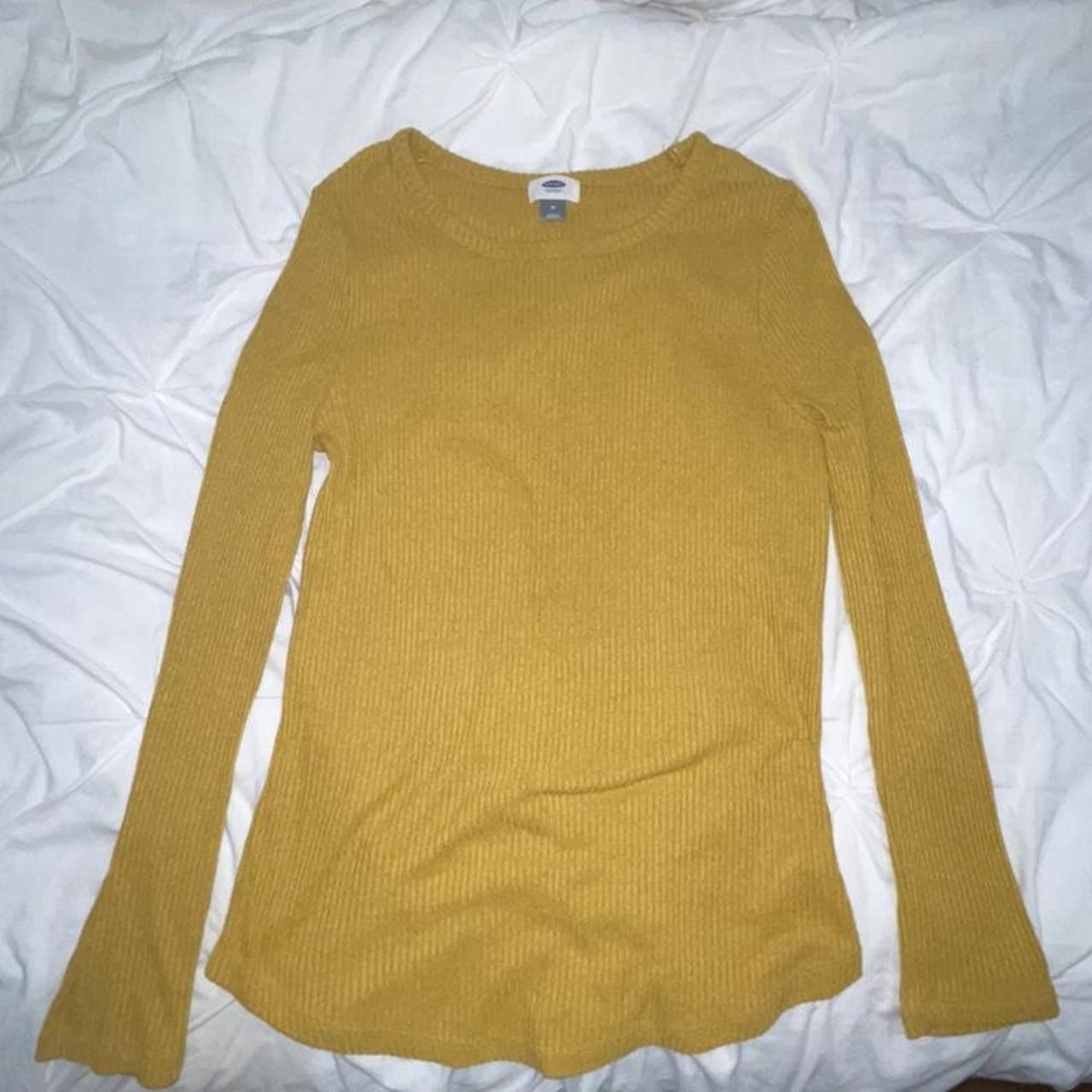 Old Navy women’s crew neck ribbed yellow long sleeve... - Depop