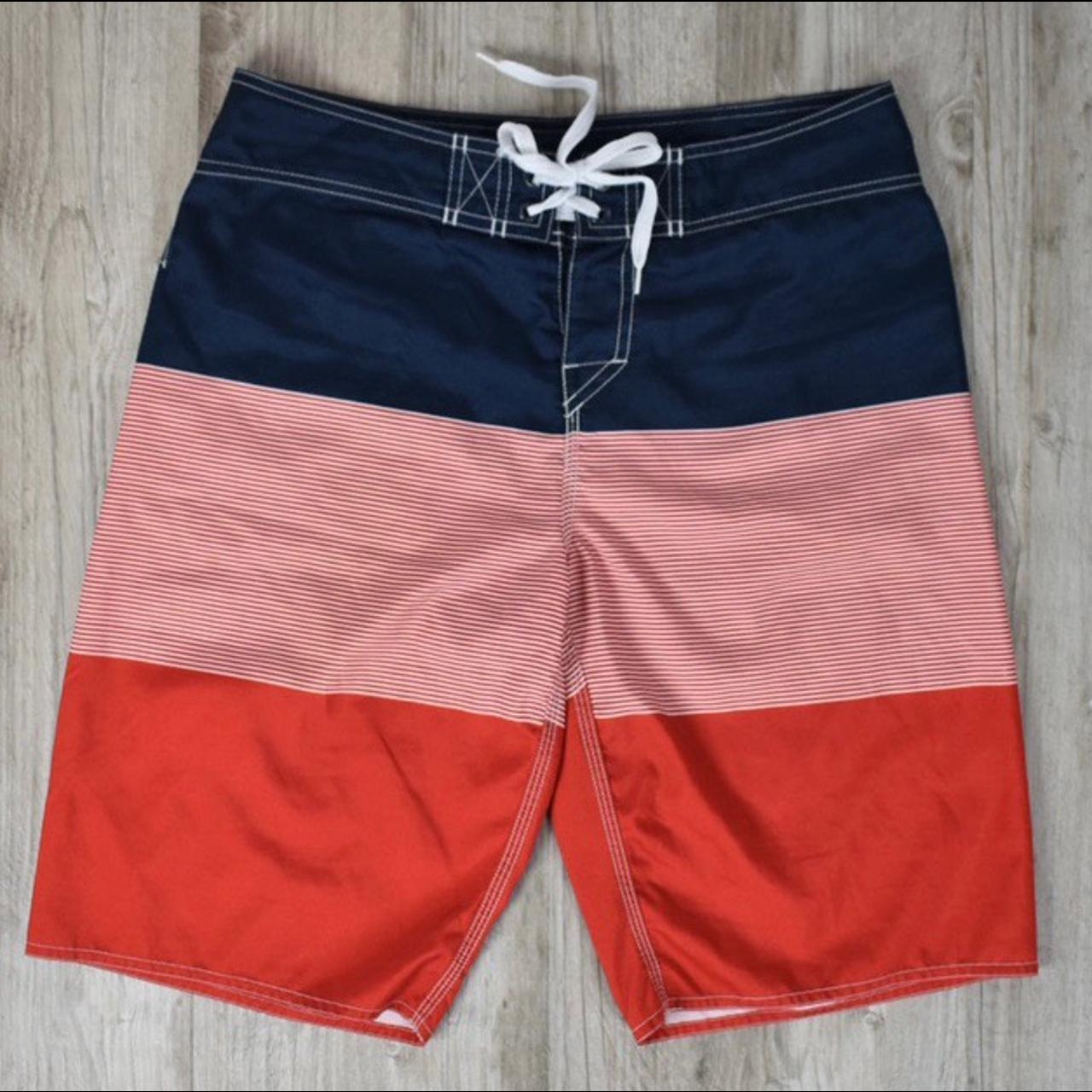 Hang Ten Mens Red White & Blue Board Shorts / Swim... - Depop