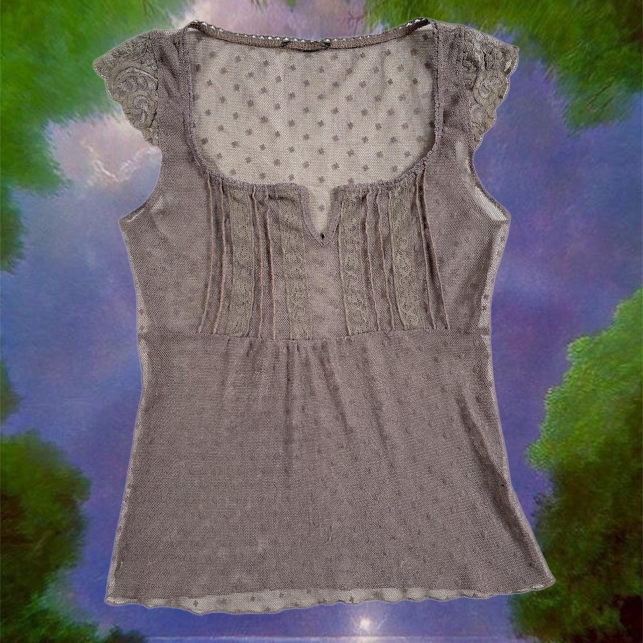 Dainty Mesh Milkmaid Top Transparent mesh shirt... - Depop