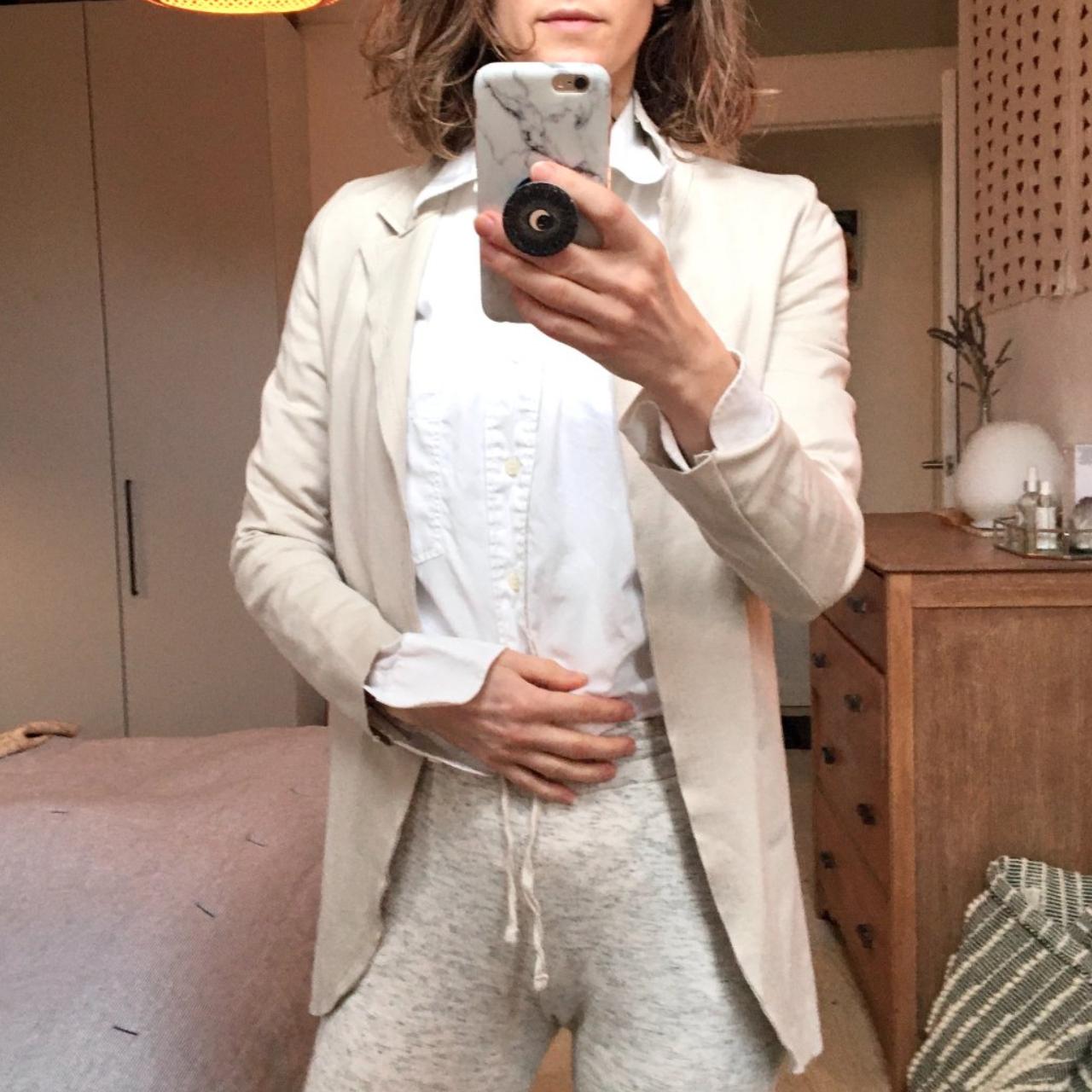 MINIMAL CREAM JERSEY BLAZER JACKET SMALL SIZE... Depop