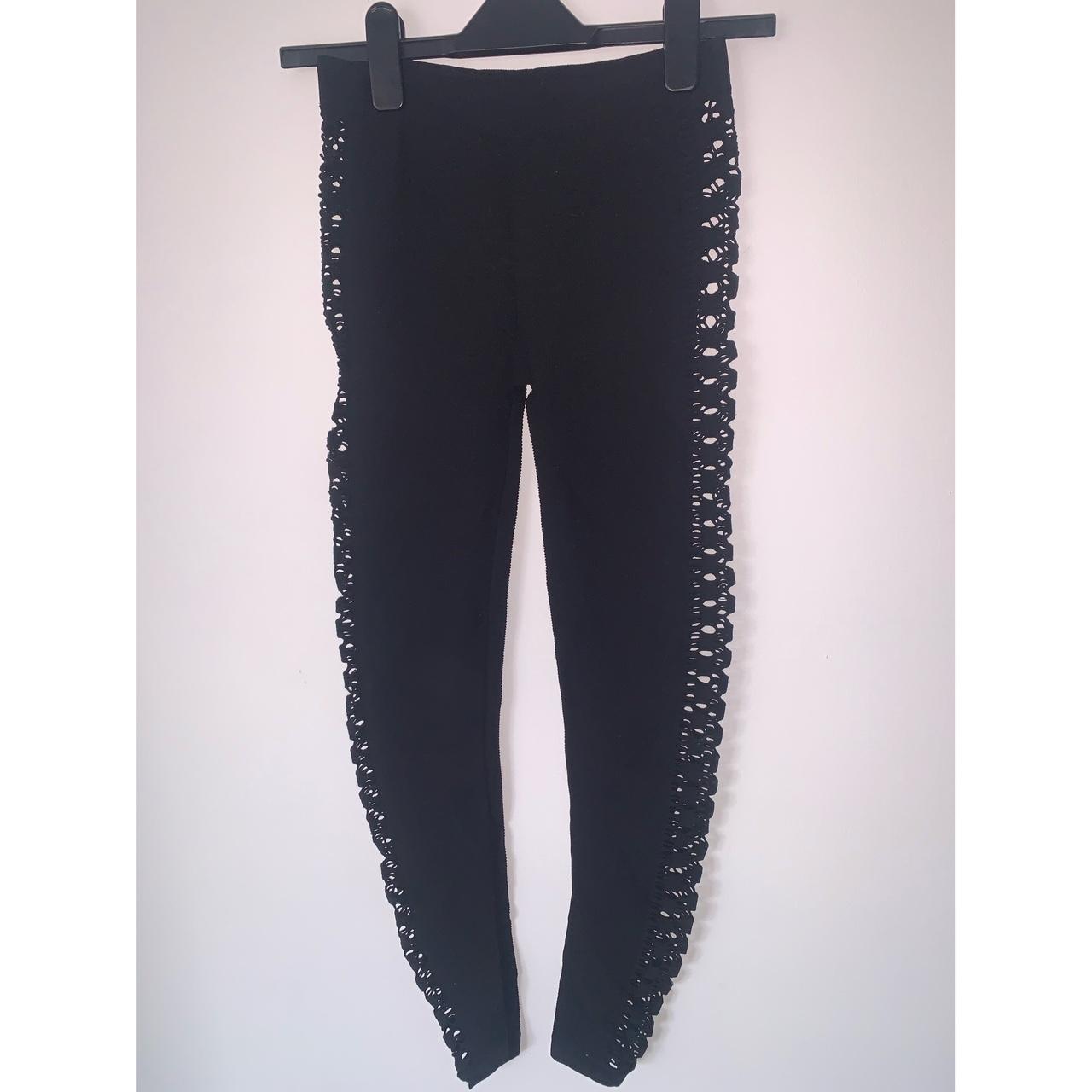 Topshop black leggings with lace side One size, - Depop
