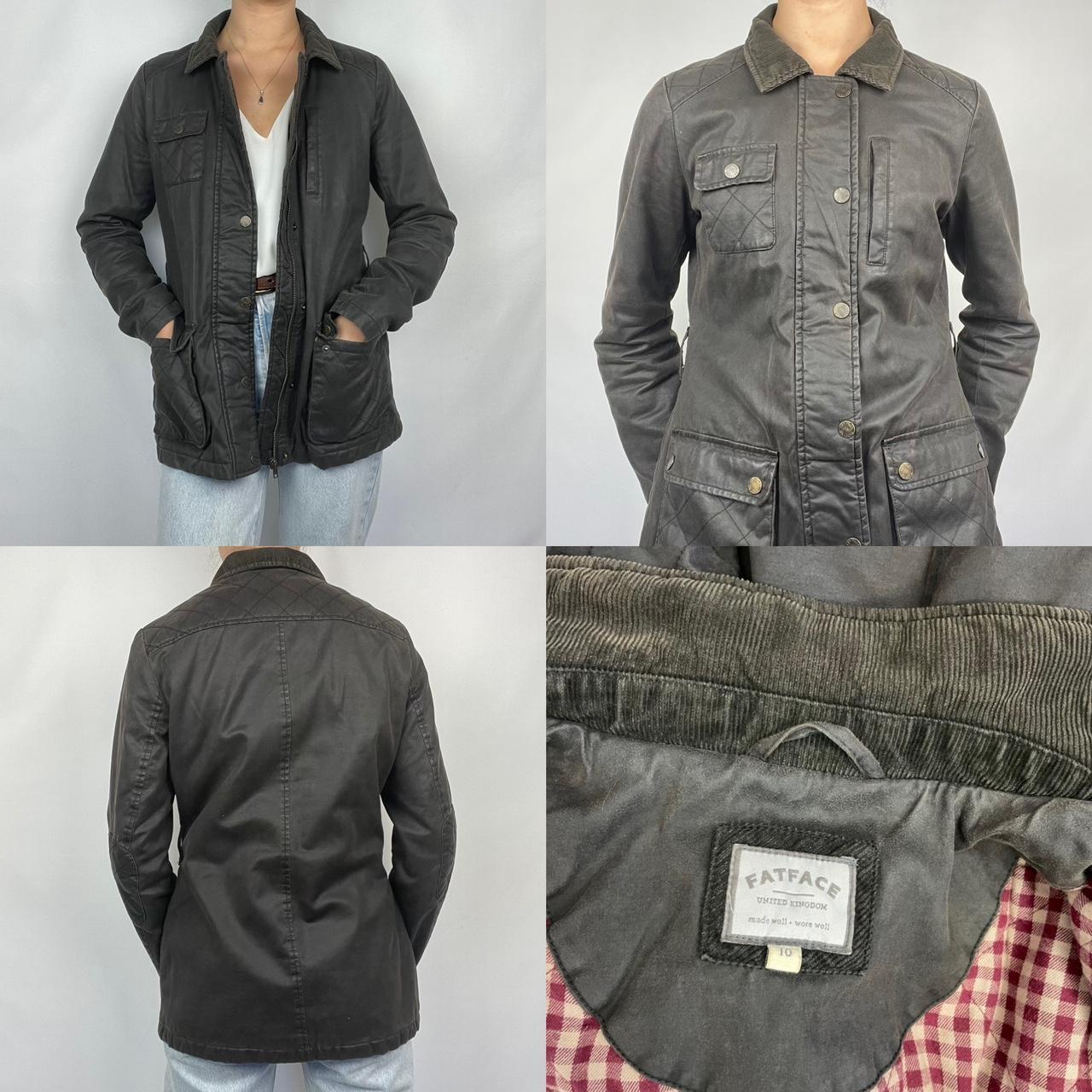 Brown lightly padded waxy feel field coat with two... Depop