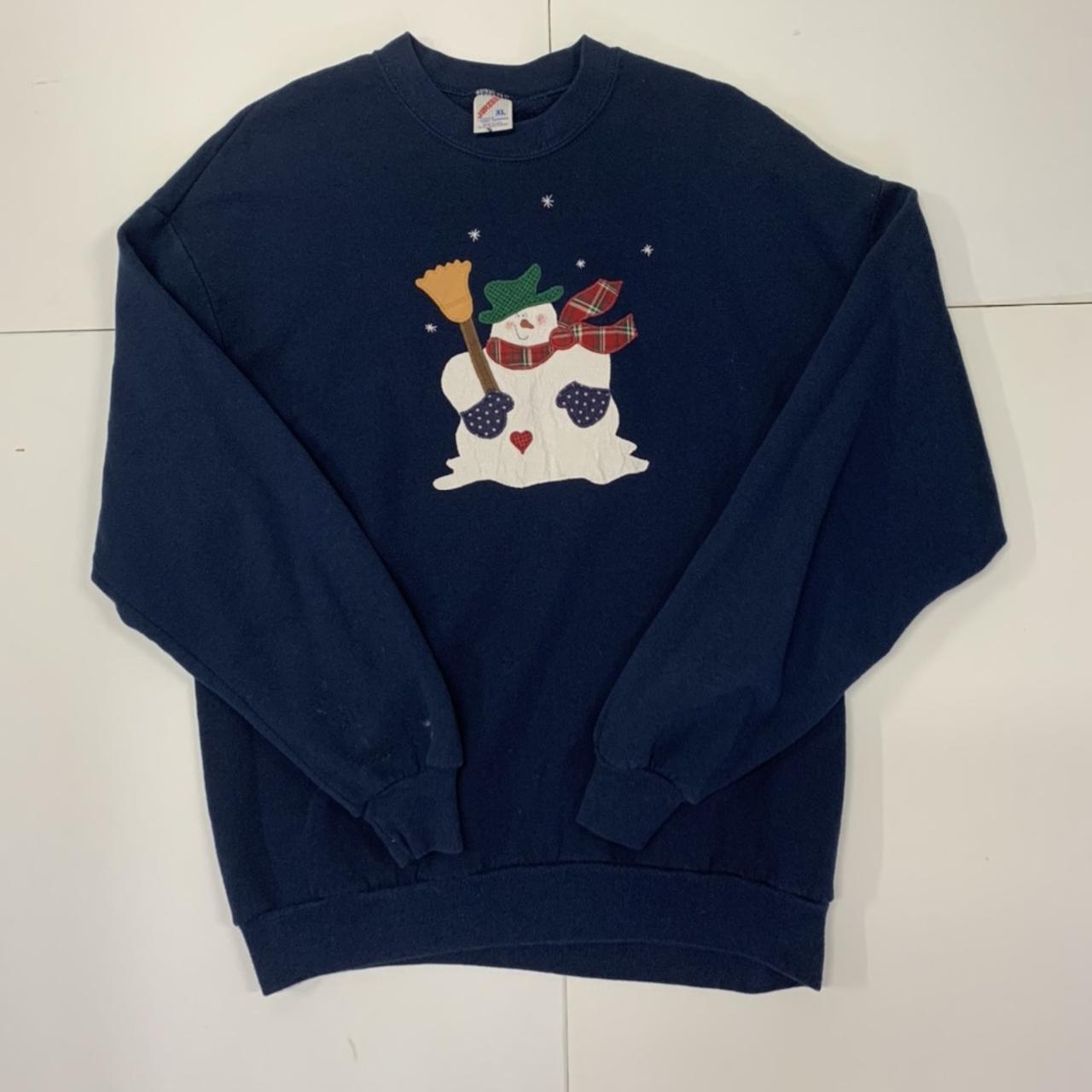 VINTAGE NAVY BLUE CHRISTMAS SWEATER vintage... - Depop