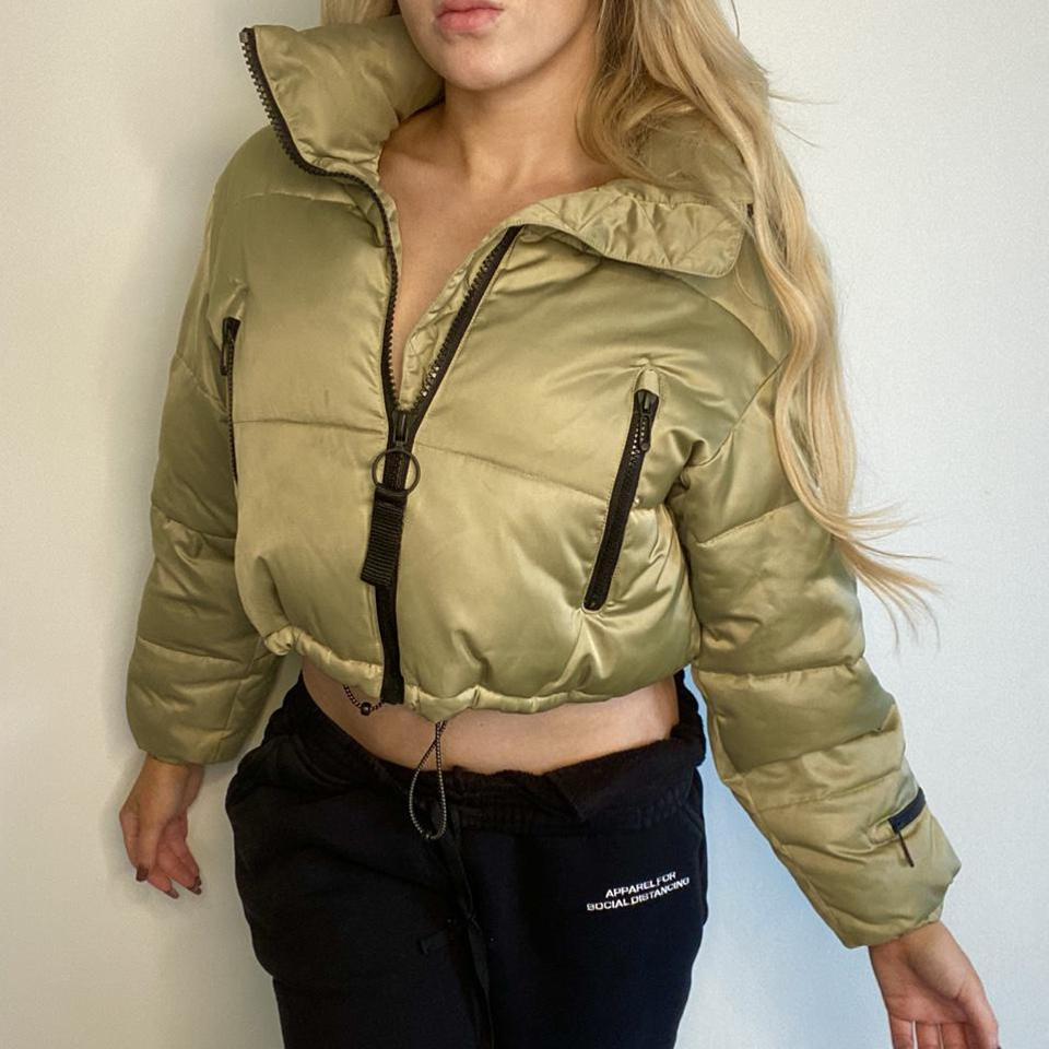 uo cropped satin puffer jacket