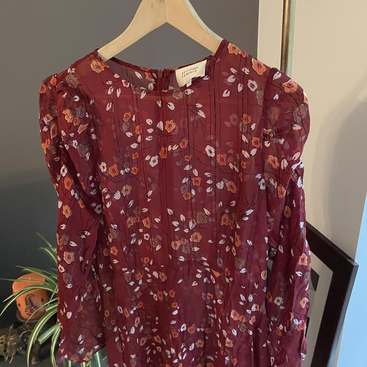 Anthropologie Second Female Red floral Beta dress... - Depop