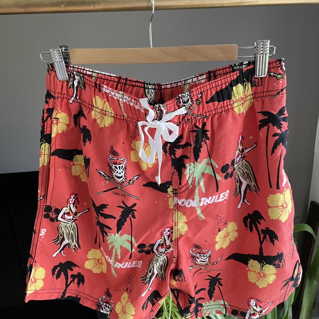 Santa Cruz Men's Red and Yellow Swim-briefs-shorts | Depop