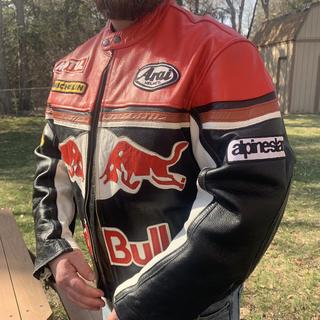 Kloster Forhandle pistol Red Bull Real Leather Leather Jacket Size:... - Depop