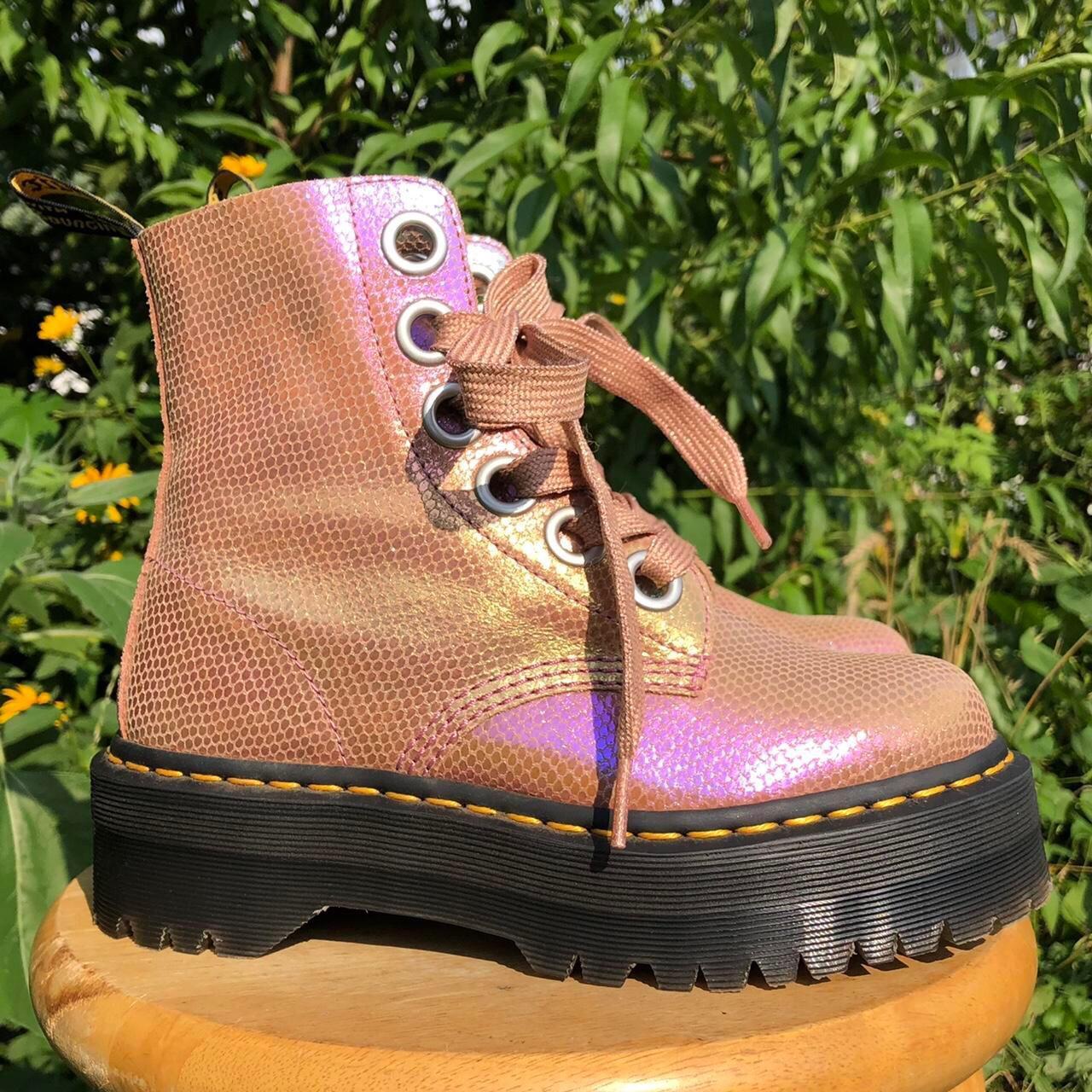 molly iridescent platform boots