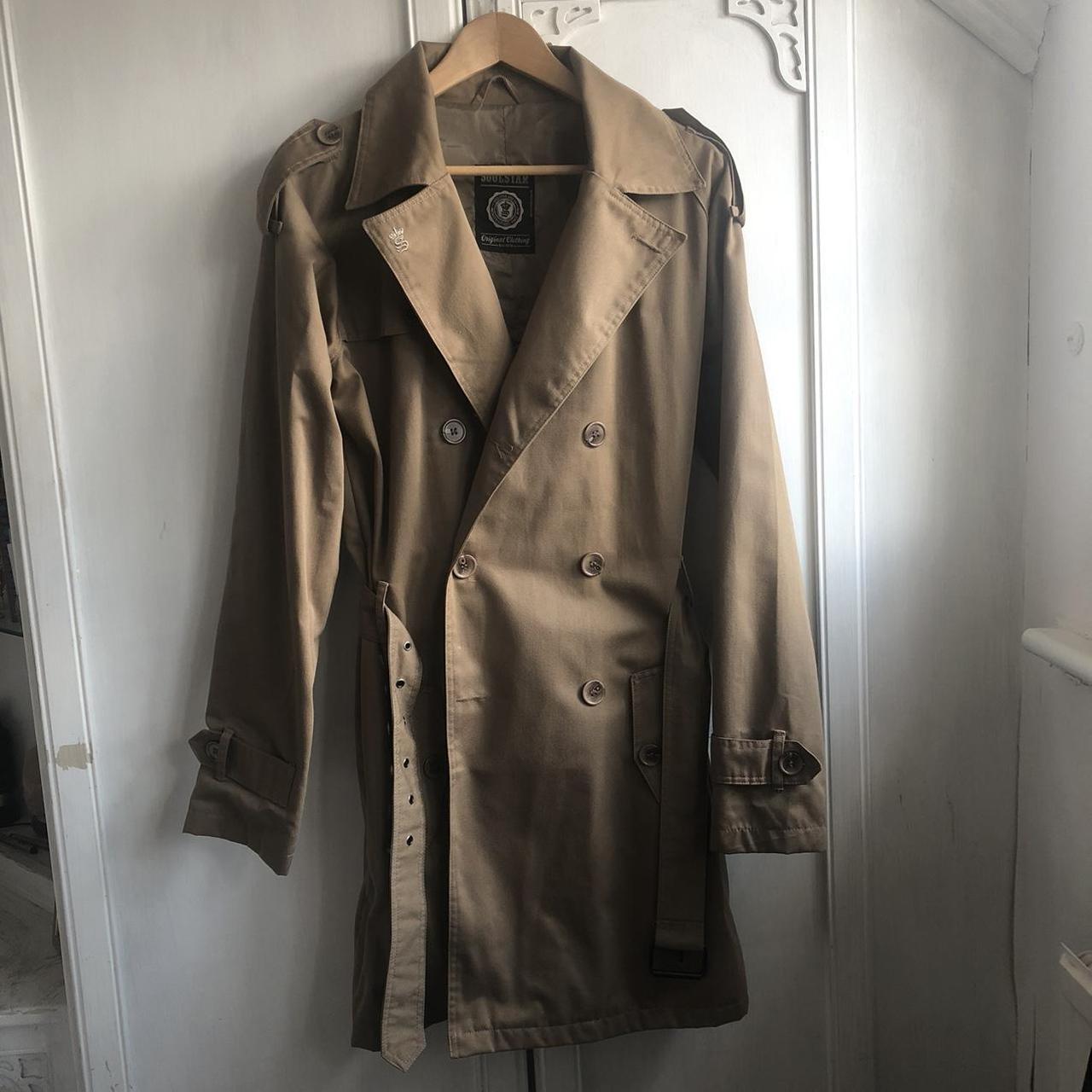 Brown trench coat size mens medium from... - Depop