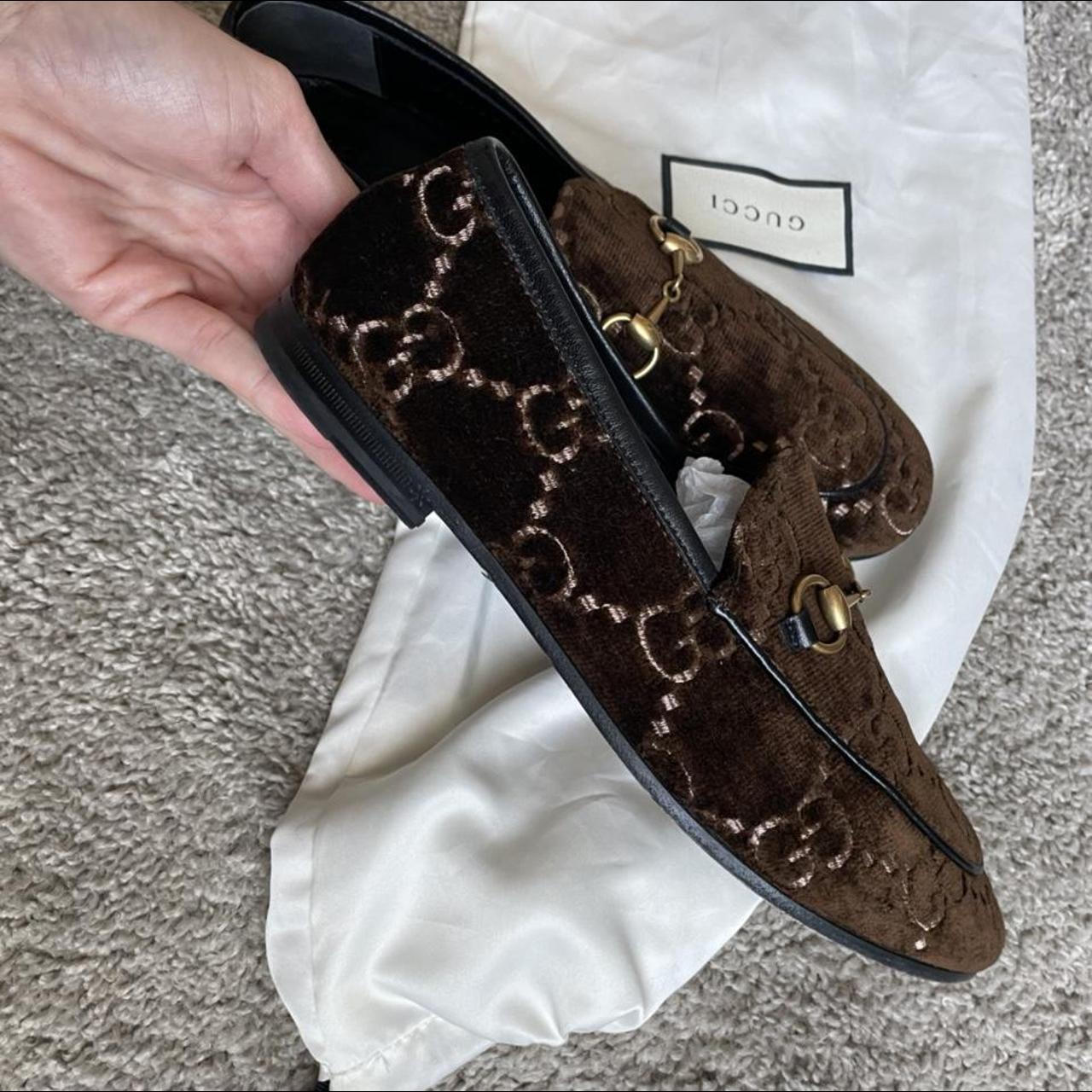 Gucci velvet loafers only worn a couple times in Depop