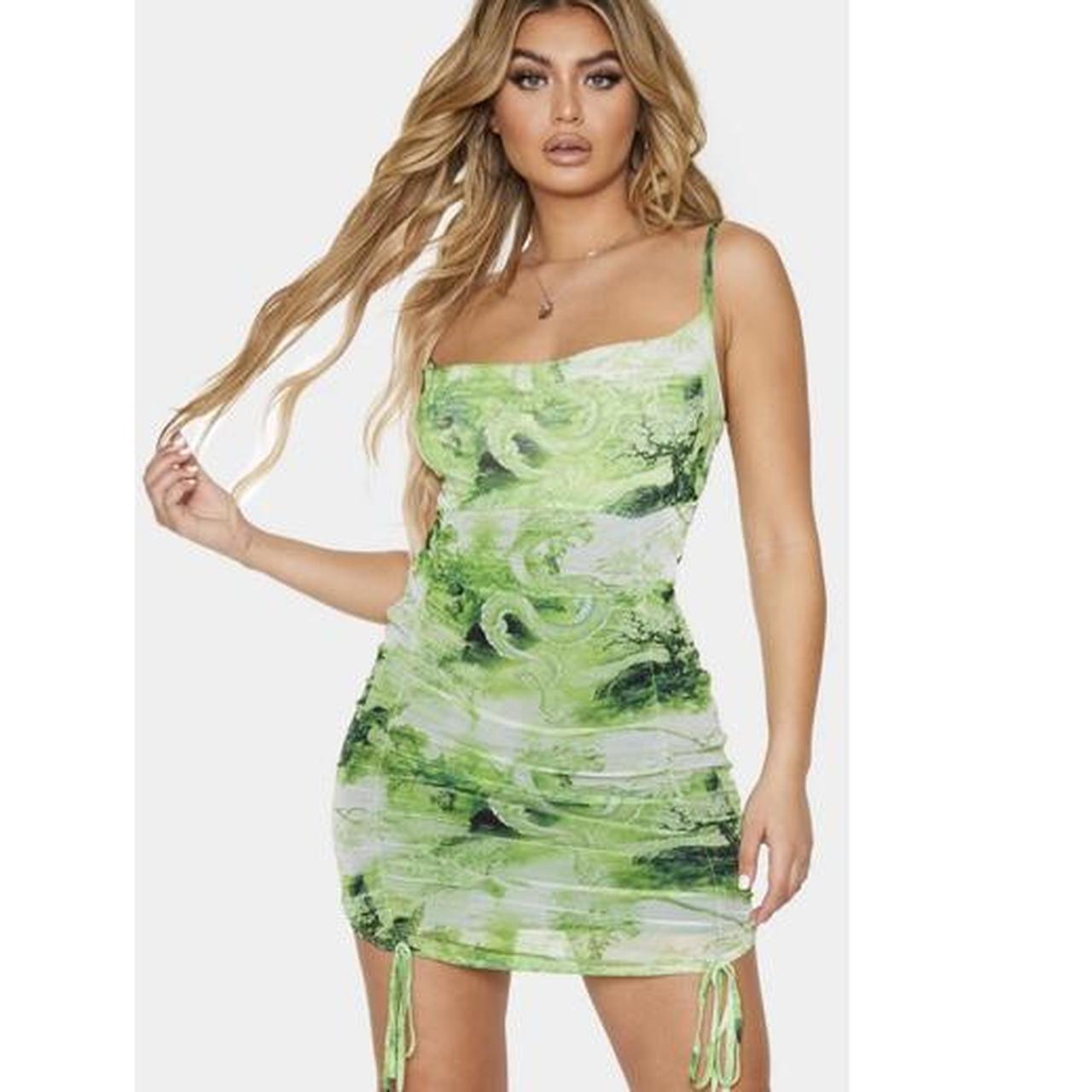 PrettyLittleThing Women's Green Dress | Depop