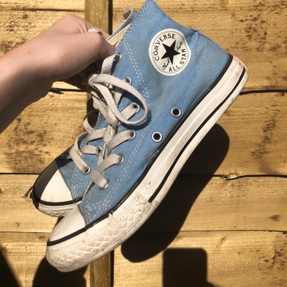 Vintage light blue converse shoes. Slight mark on... - Depop