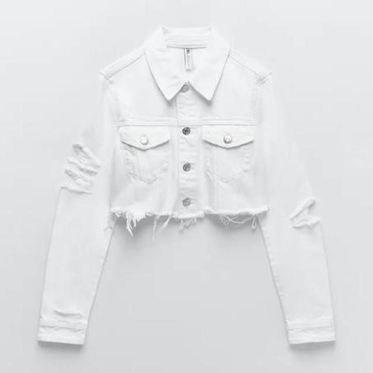 zara cropped denim jacket white