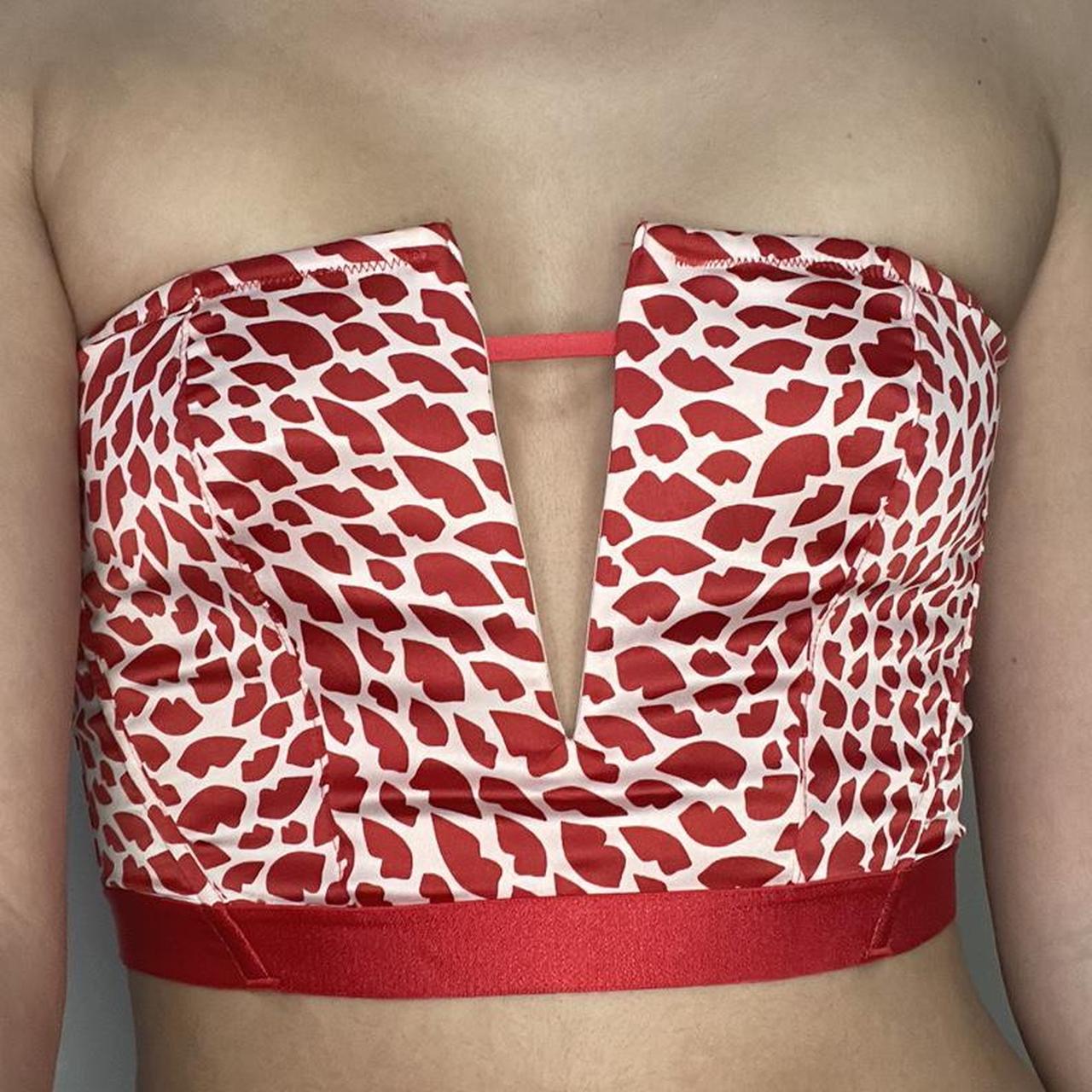 Strapless corset from Victoria’s Secret with red lip... - Depop