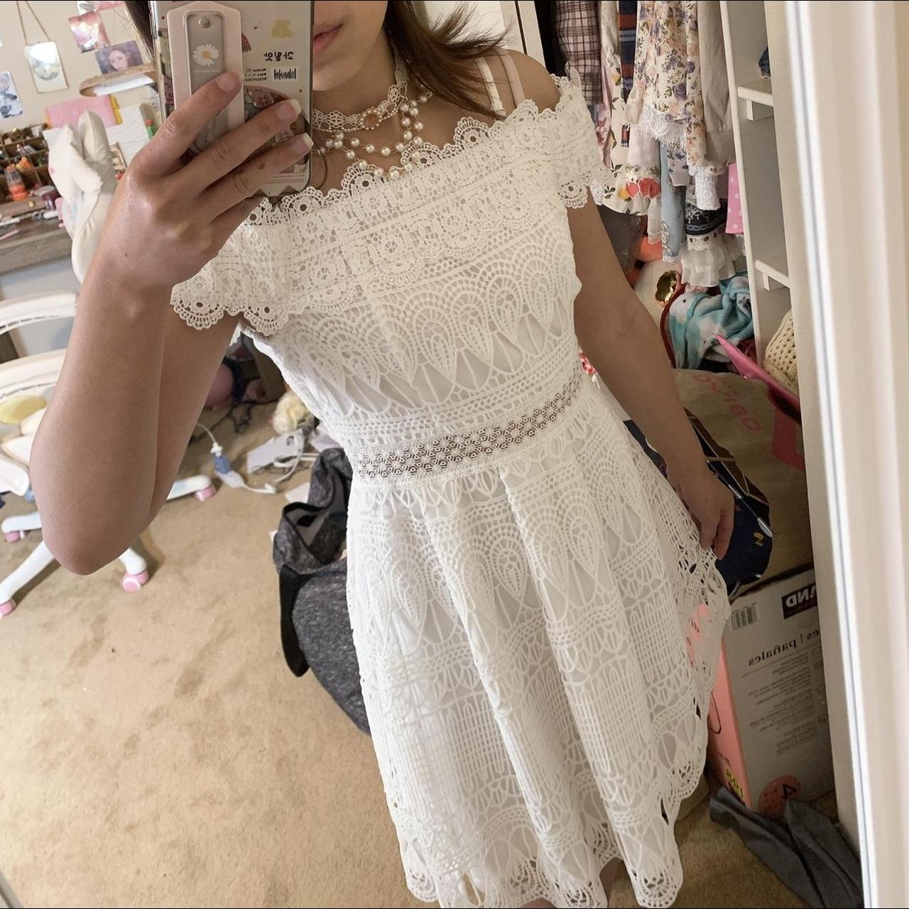 Francesca White lace dress really pretty dress just... - Depop