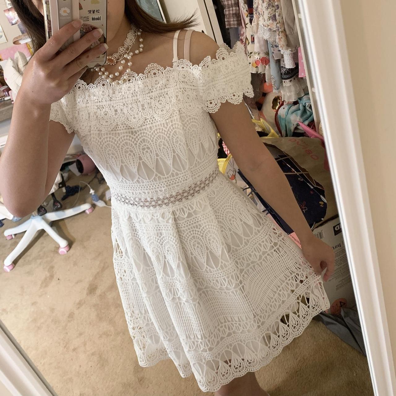 Francesca White lace dress really pretty dress just... - Depop