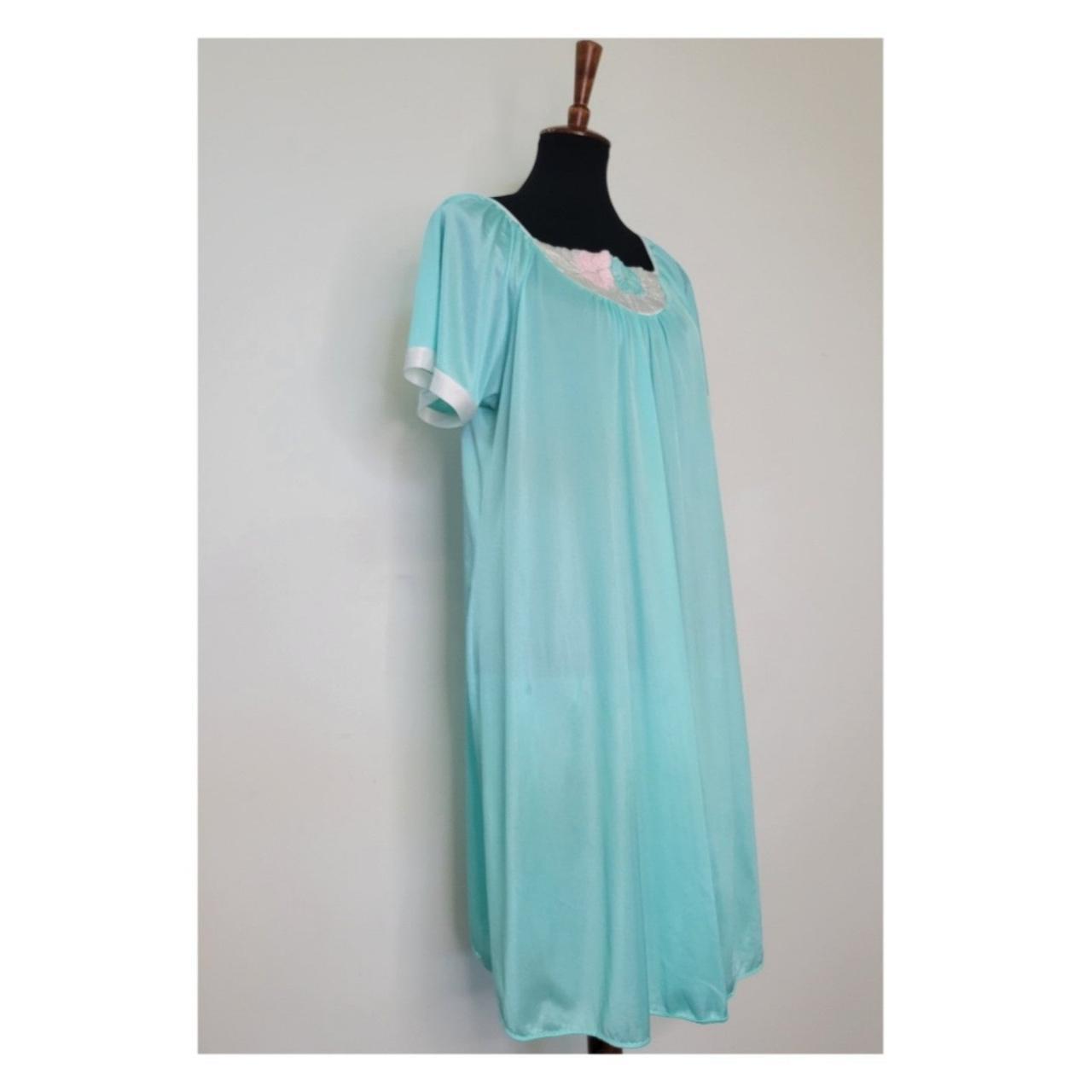 Vintage 1990s Sweet Nightgown. Bright aqua... - Depop