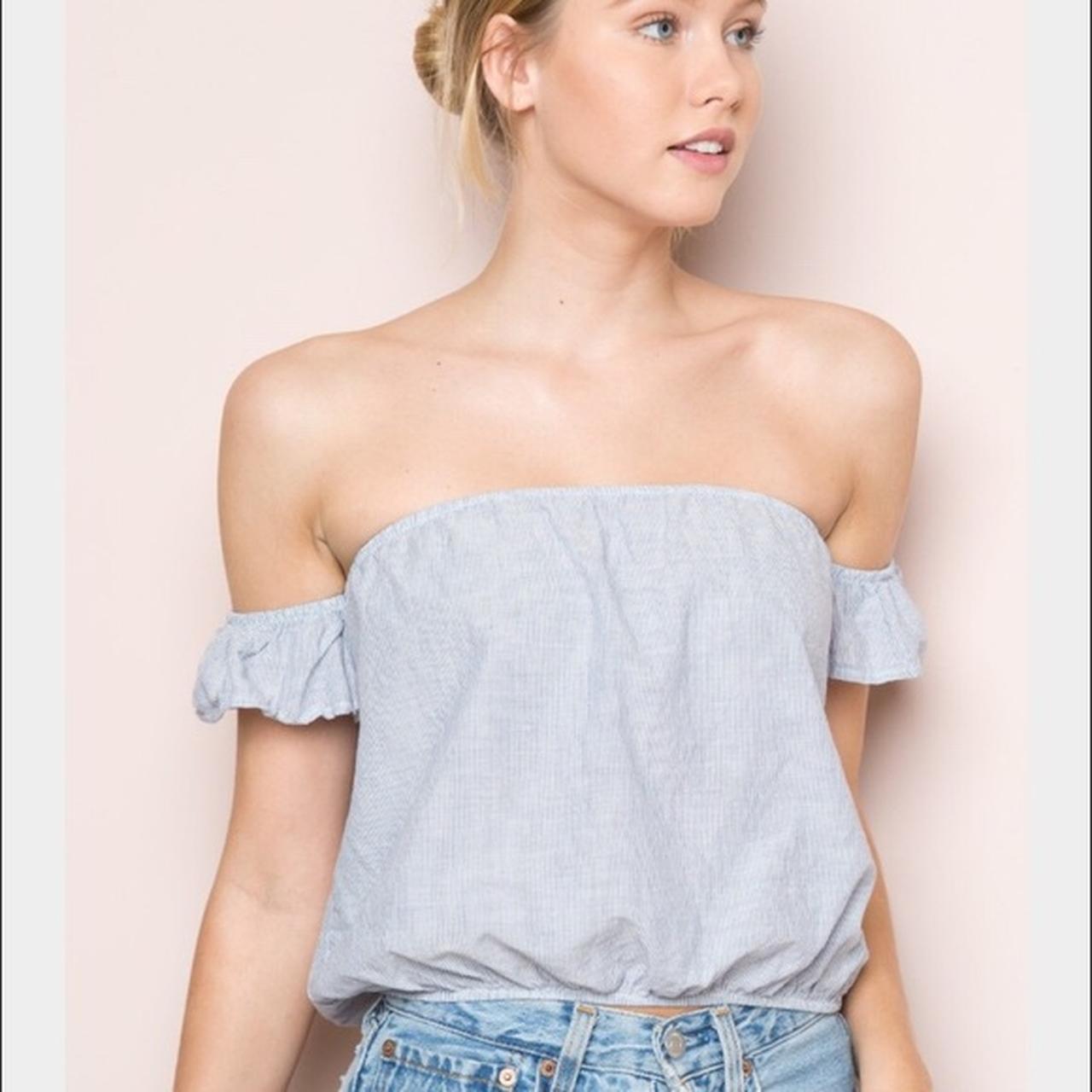 Brandy Melville Blue White Striped Cropped Tube Top One Size