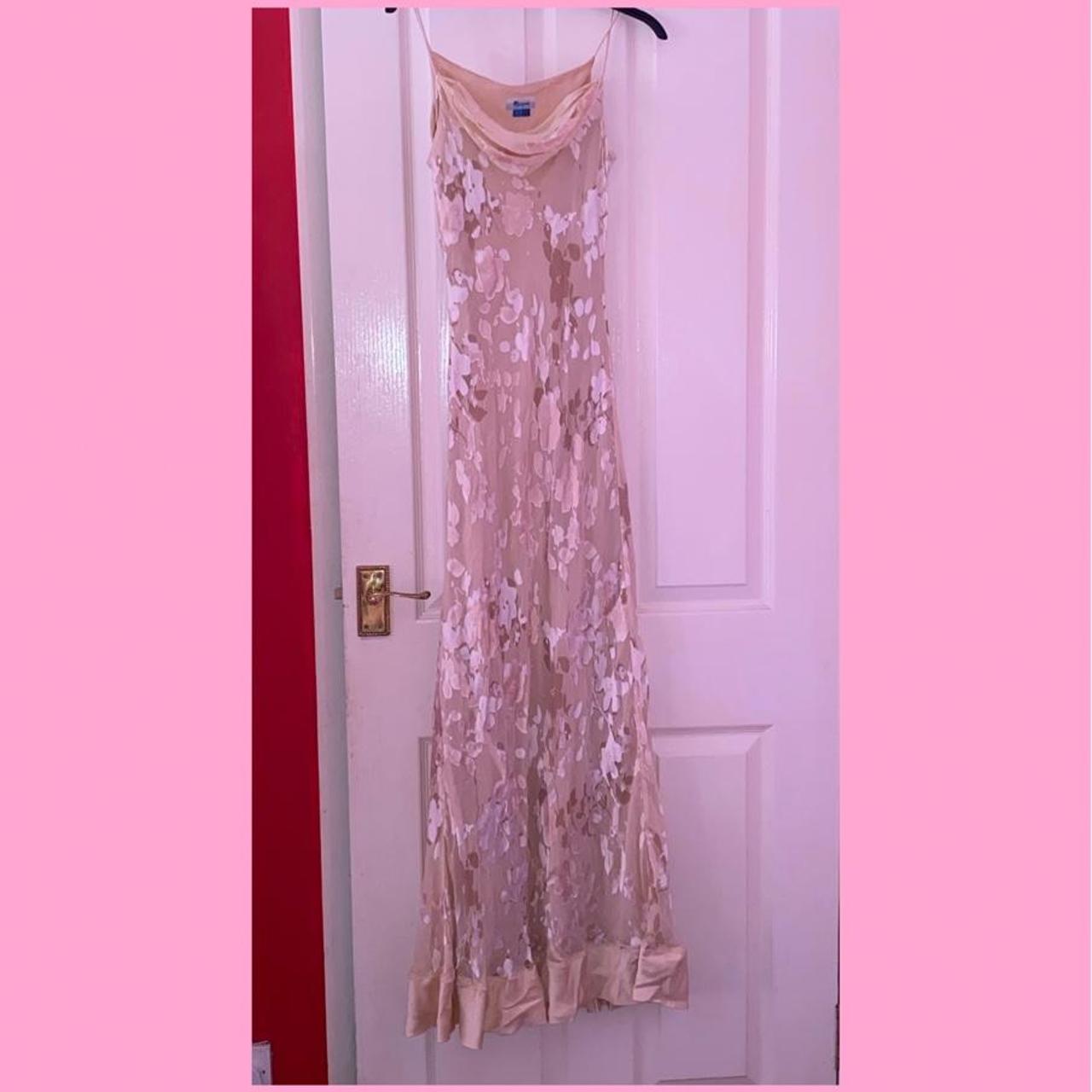 Monsoon satin evening dress Super pretty cream... - Depop