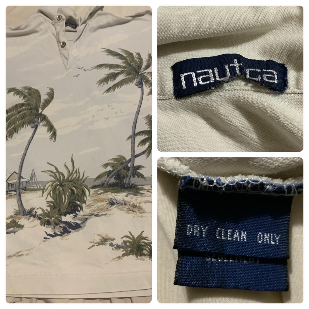 Nautica Men's Cream and Green Polo-shirts | Depop