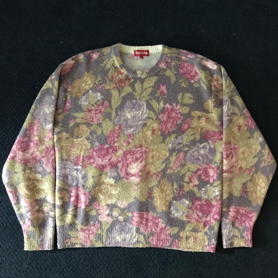 Supreme Printed Floral Angora Sweater 10/10... - Depop