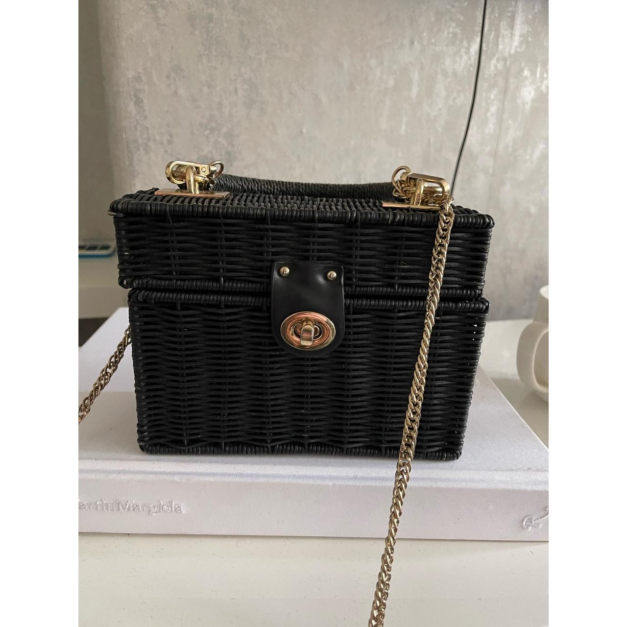 zara black wicker bag