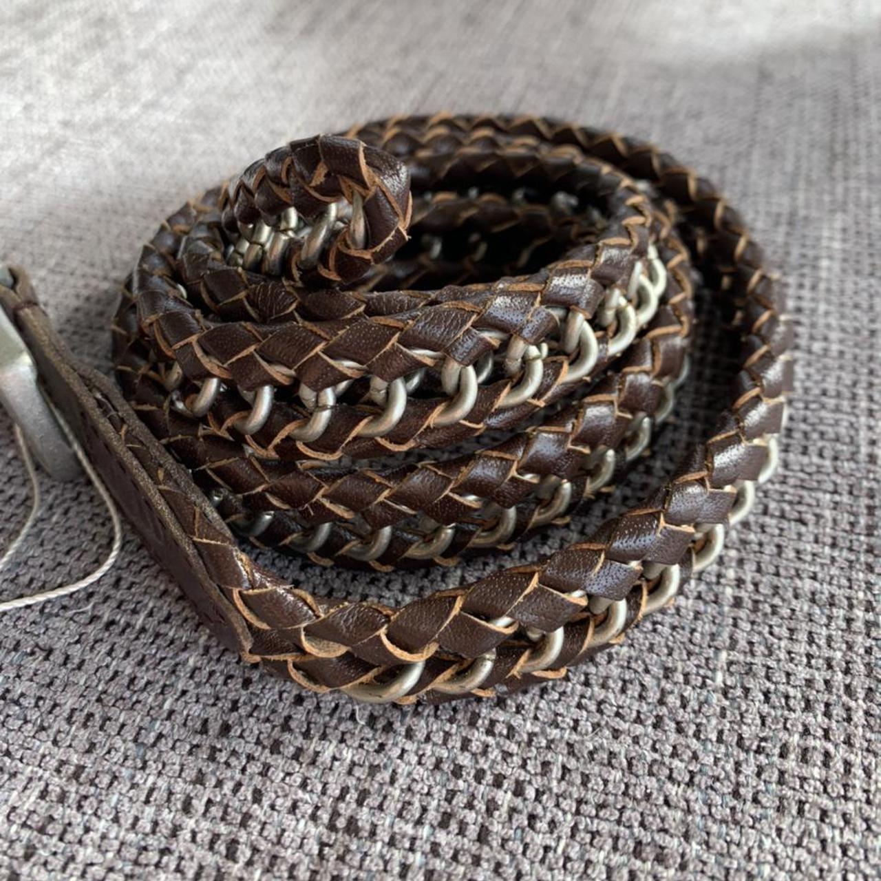 BRAND NEW Pistil braided leather and chain link belt... - Depop