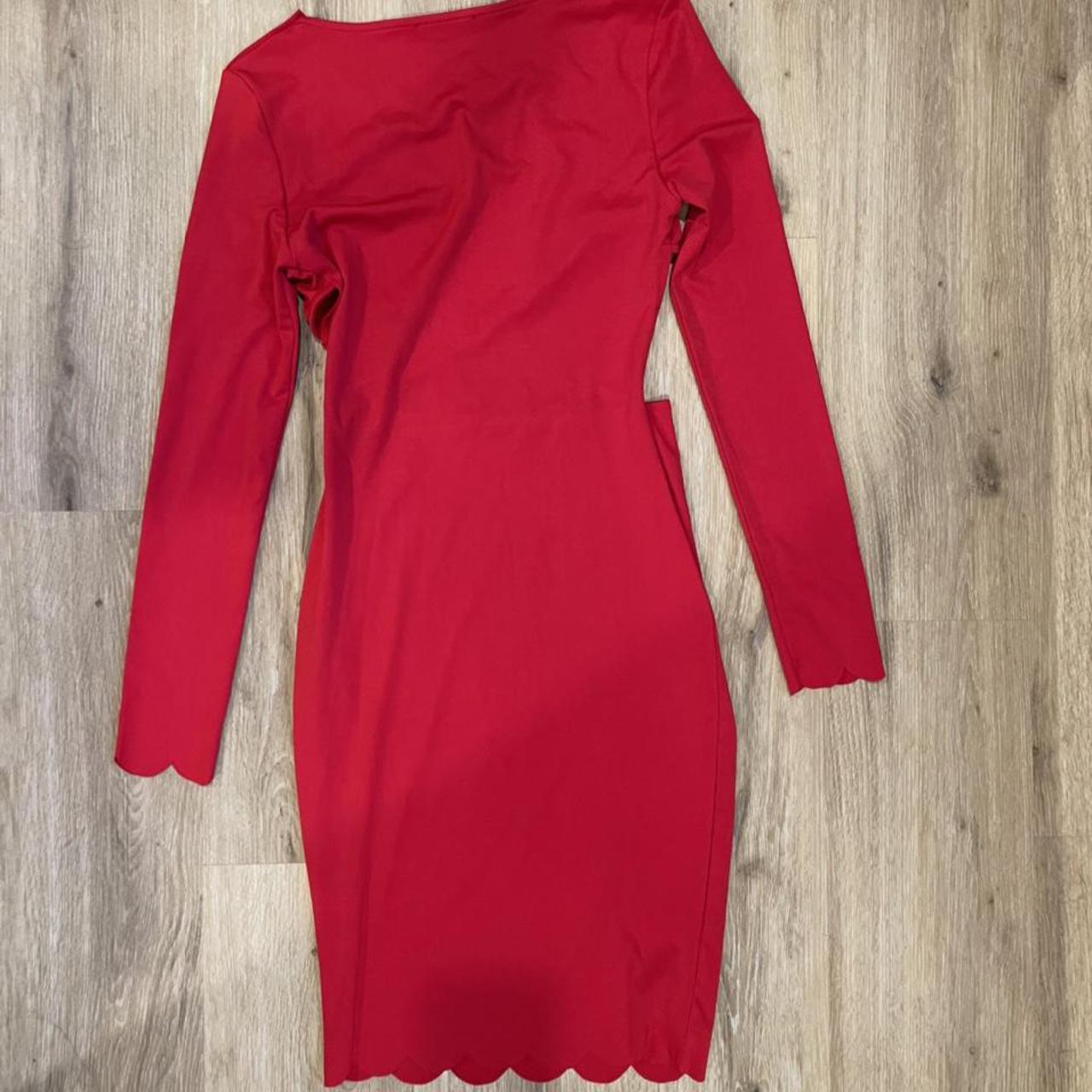 SHEIN Red Scallop Dress. Size medium. Worn once. - Depop