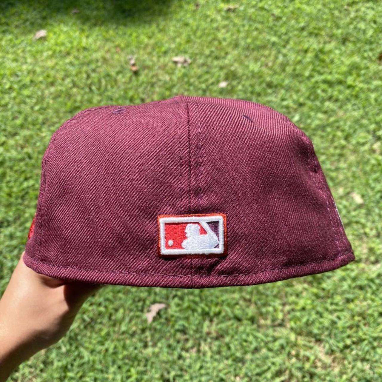 Atlanta Braves New Era Fitted Hat Burgundy in Color - Depop