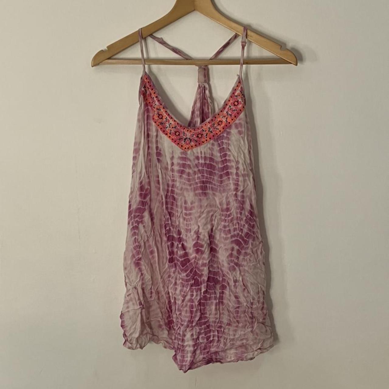 Accesorize pink embellished tie dye beach cover up... - Depop