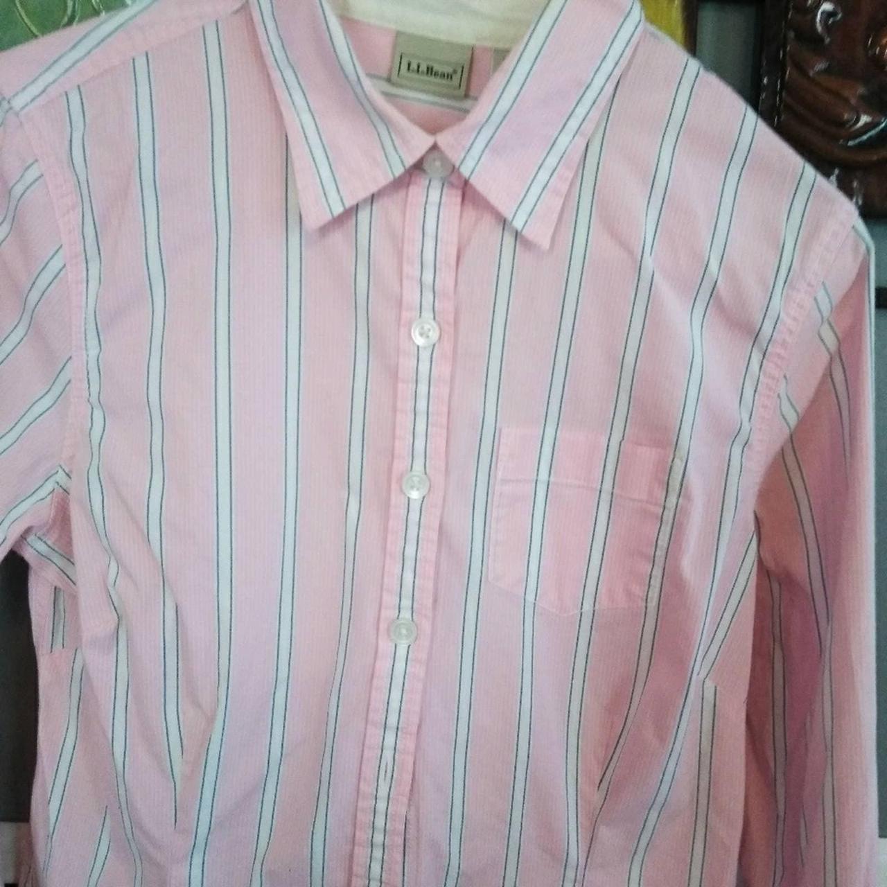 L.L.Bean pink stripped shirt size S - Depop