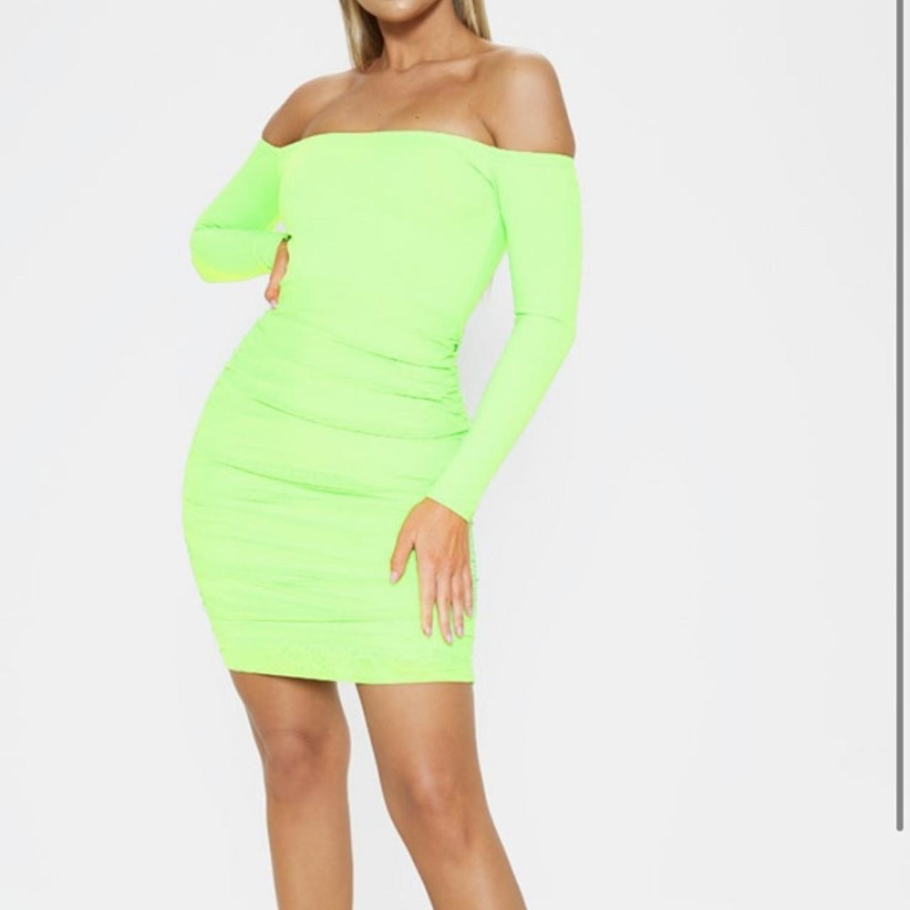 Long sleeve outlet neon green dress