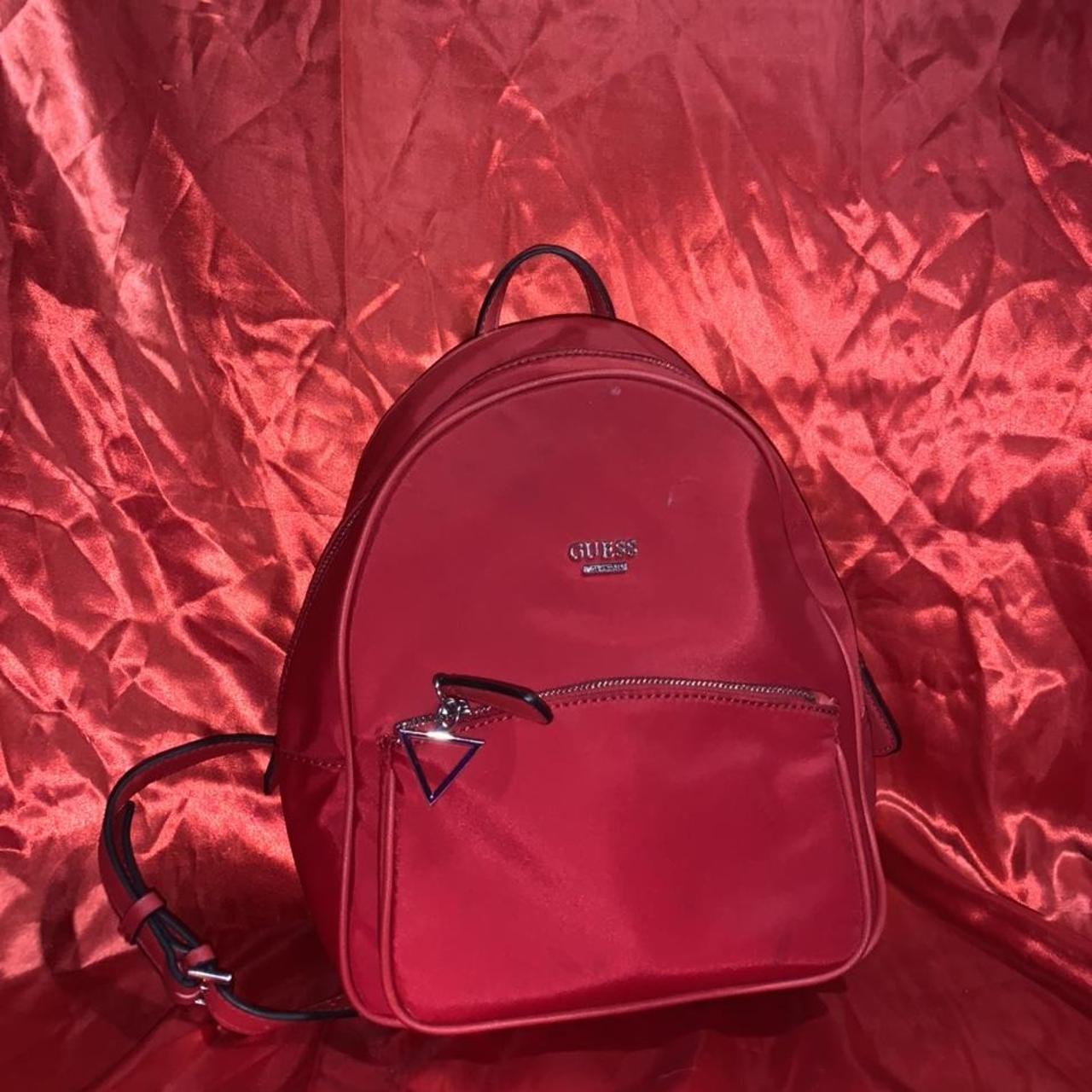 Guess red leather backpack sale