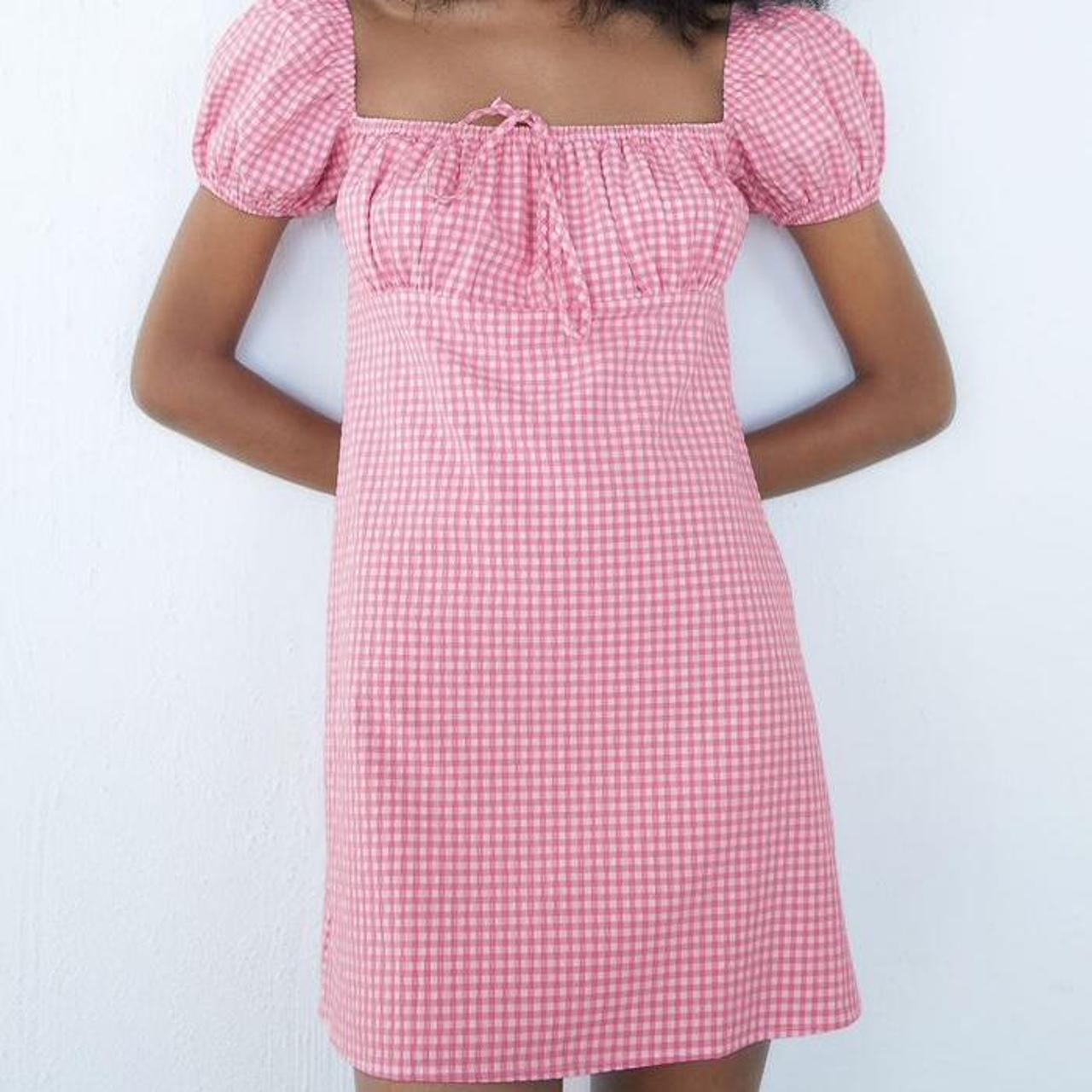 zara pink checkered dress