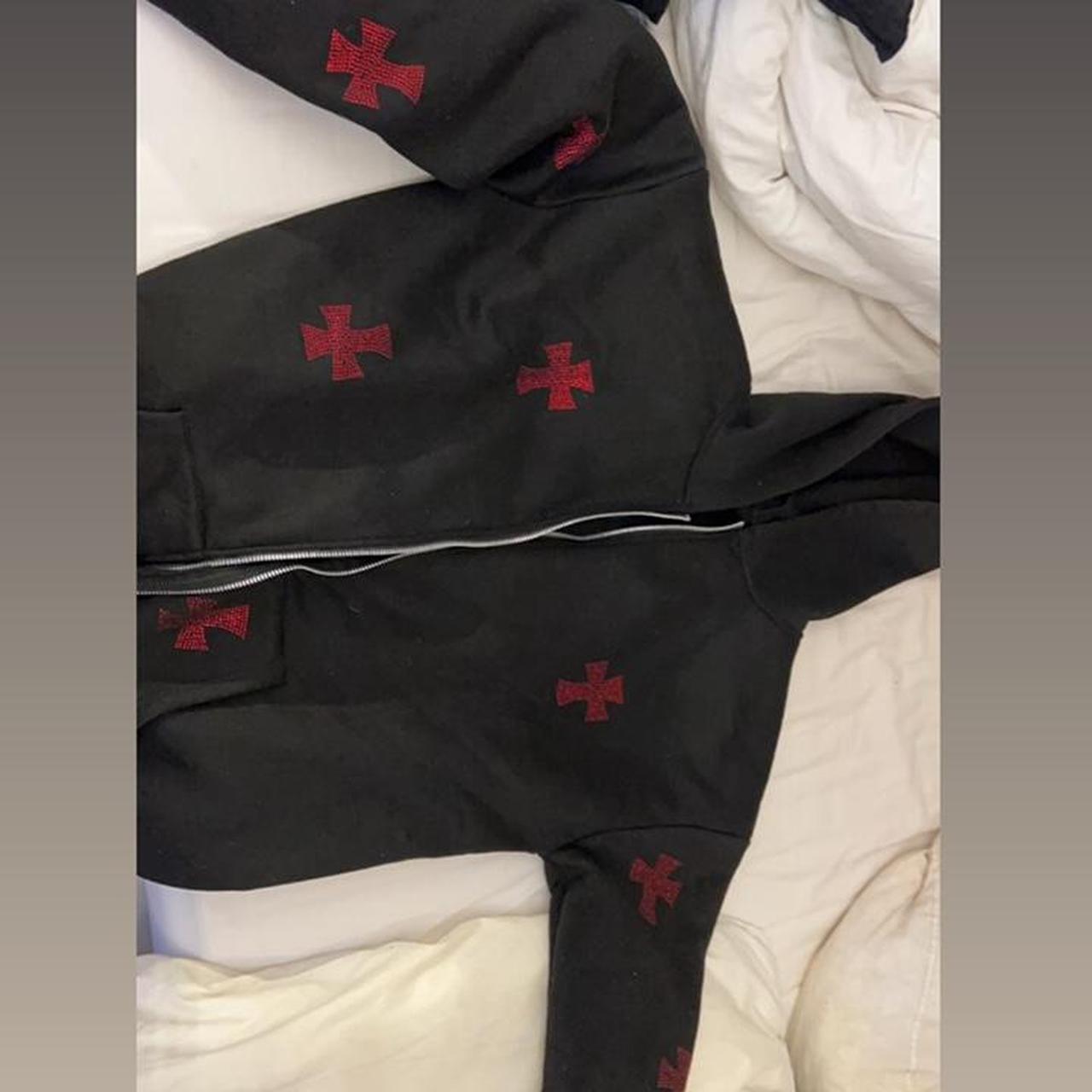 Women's Black and Red Hoodie Depop