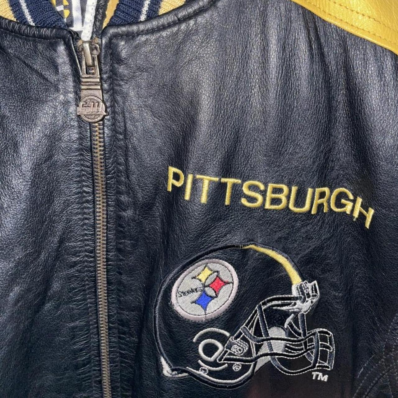 pittsburgh steelers leather jacket great condition - Depop