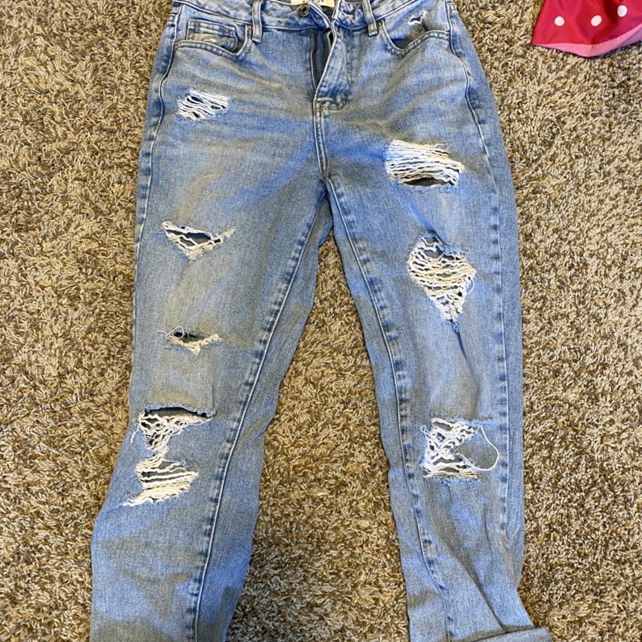 pacsun ripped slim straight jeans barely worn! size:... - Depop