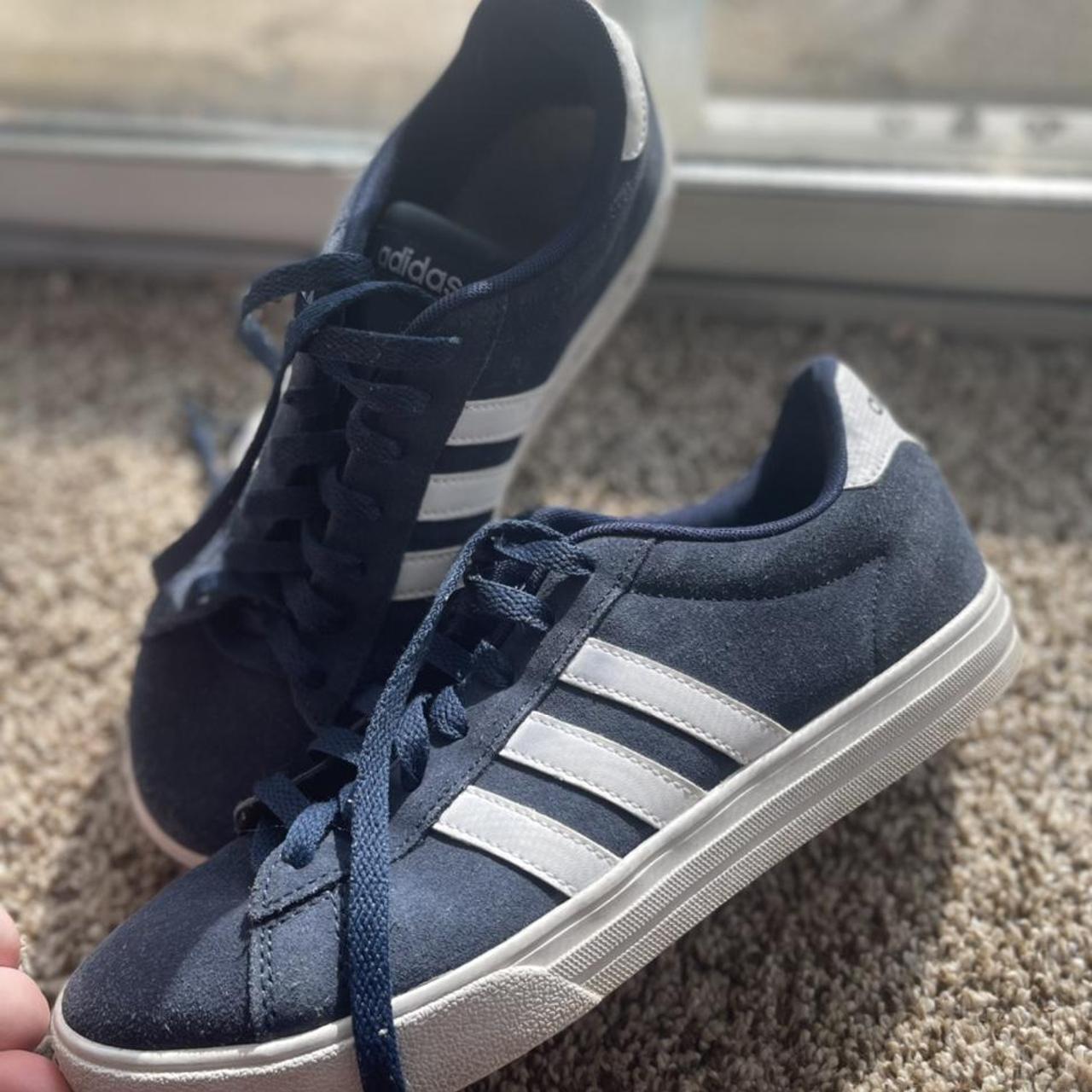 Blue and white Adidas suede sneakers #adidas #suede... - Depop