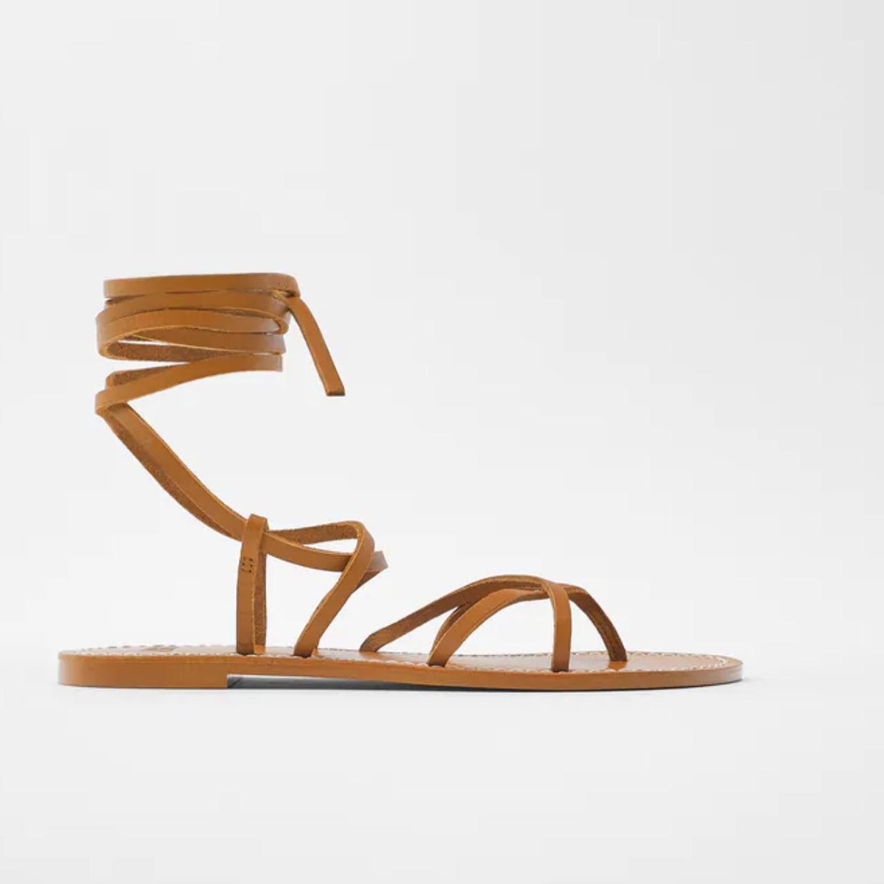 Genuine leather lace up gladiator Get