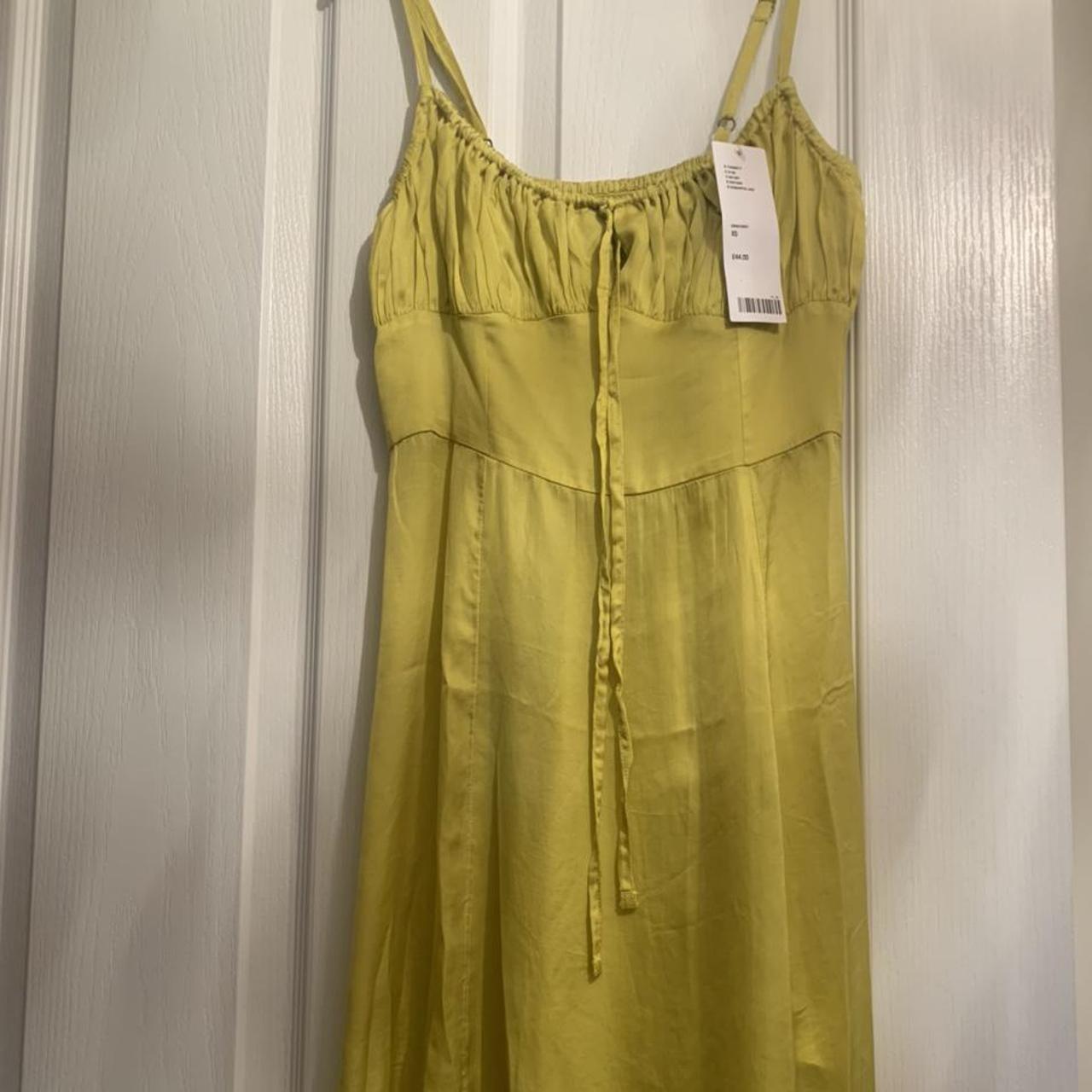 yellow satin Urban outfitters slip dress BRAND NEW... - Depop