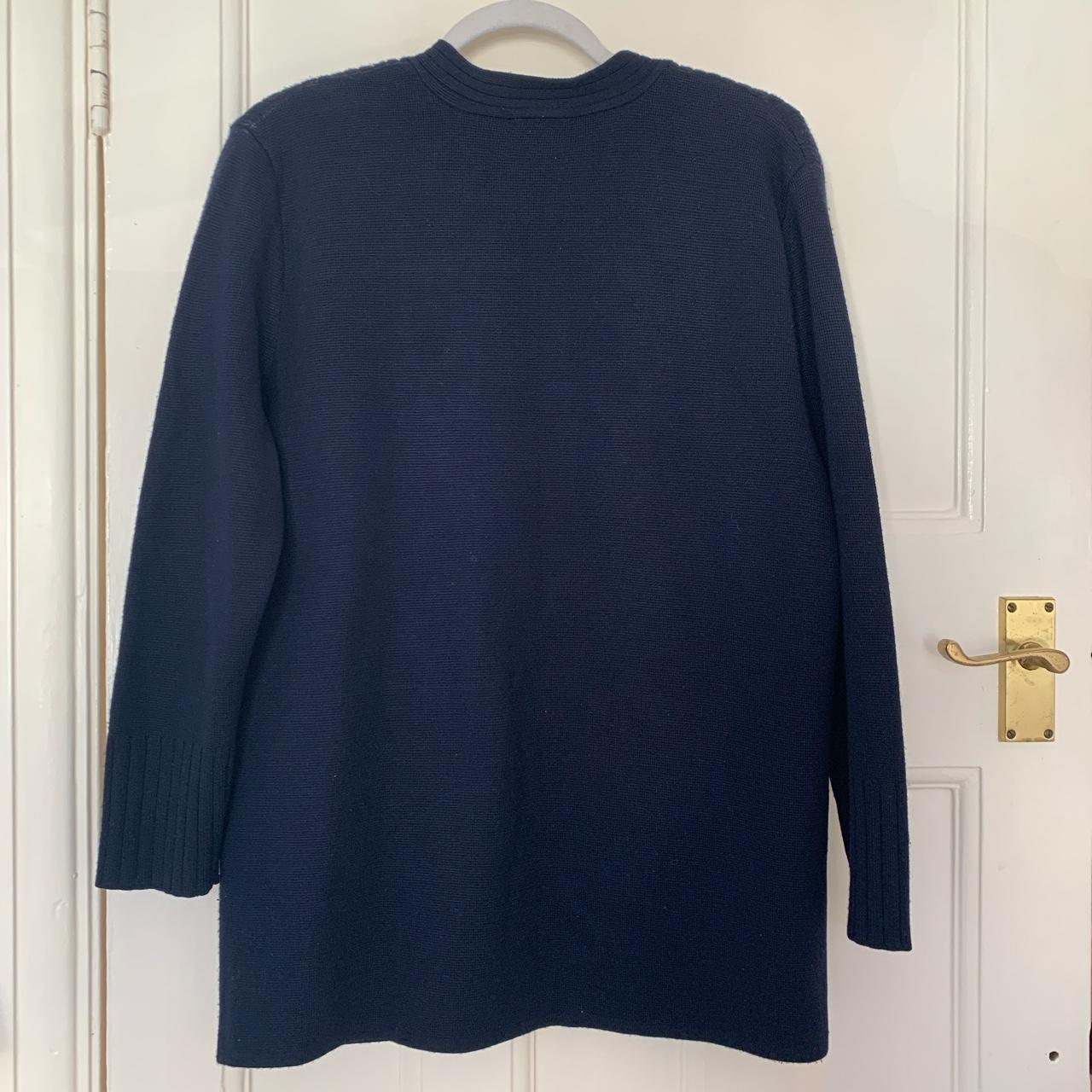 🤍 Navy blue thick cardigan with gorgeous gold spiral... - Depop