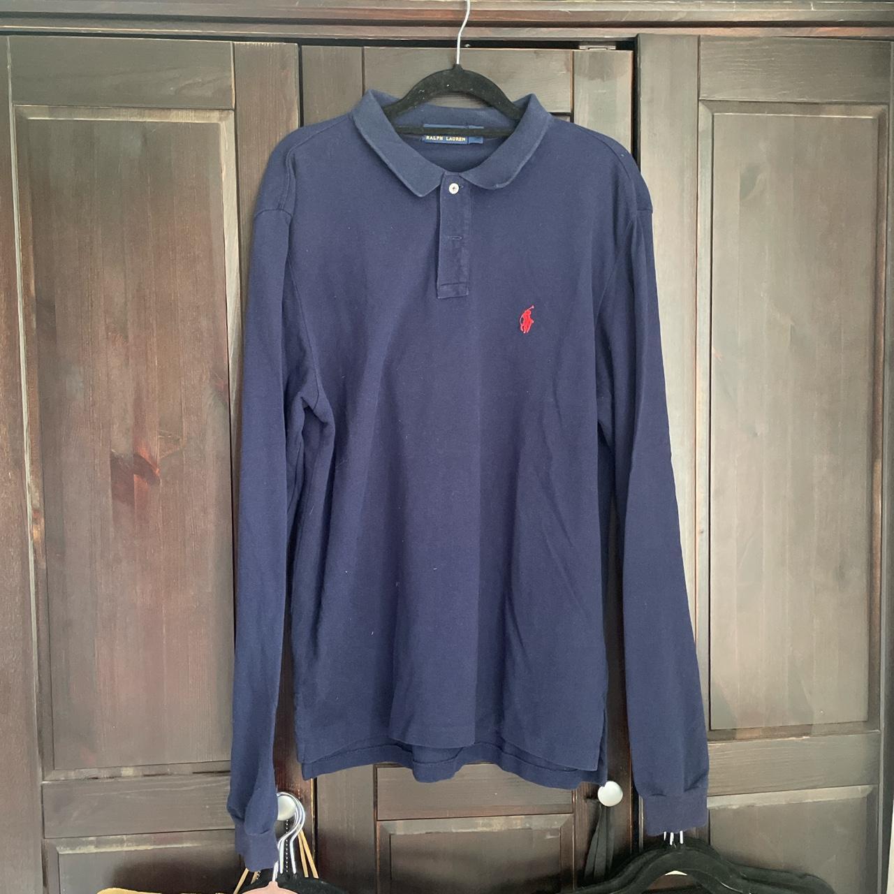 Polo Ralph Lauren navy long sleeved polo shirt - Depop