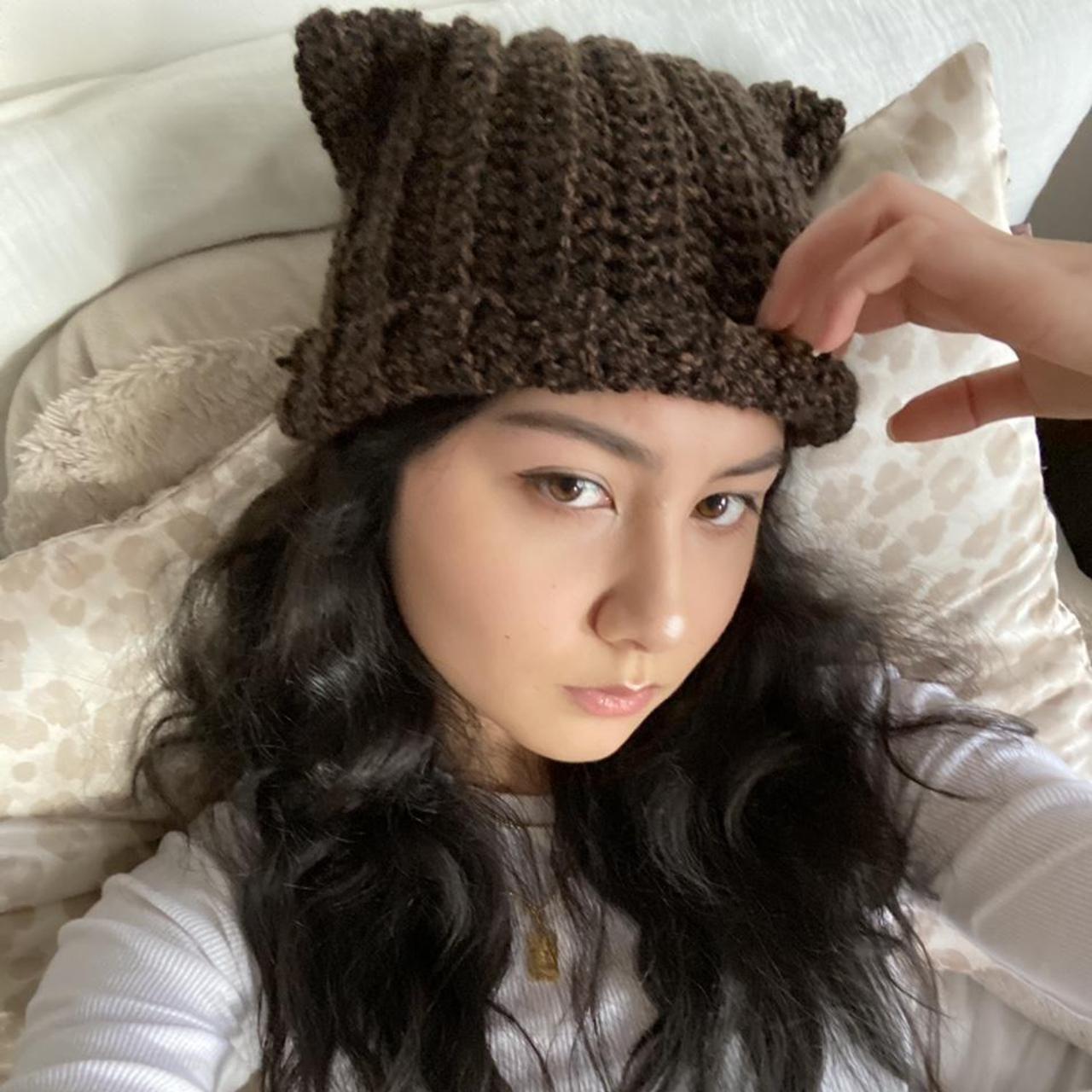 Pls read description:) Crochet cat beanie/hat, soft - Depop