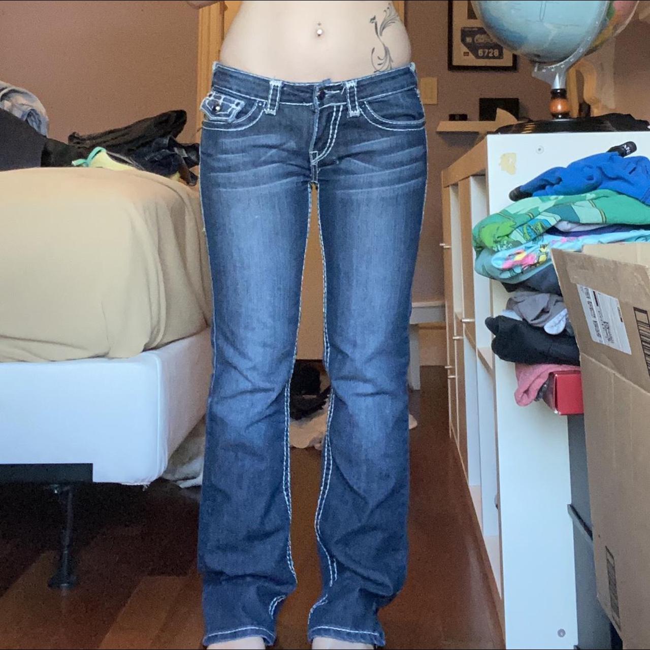 True religion low rise flare at bottom cute jeans... - Depop